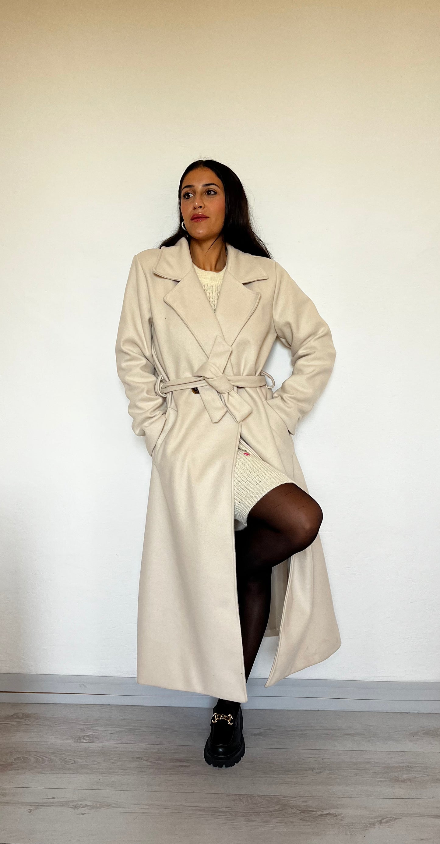 Cappotto avvitato con cintura in vita