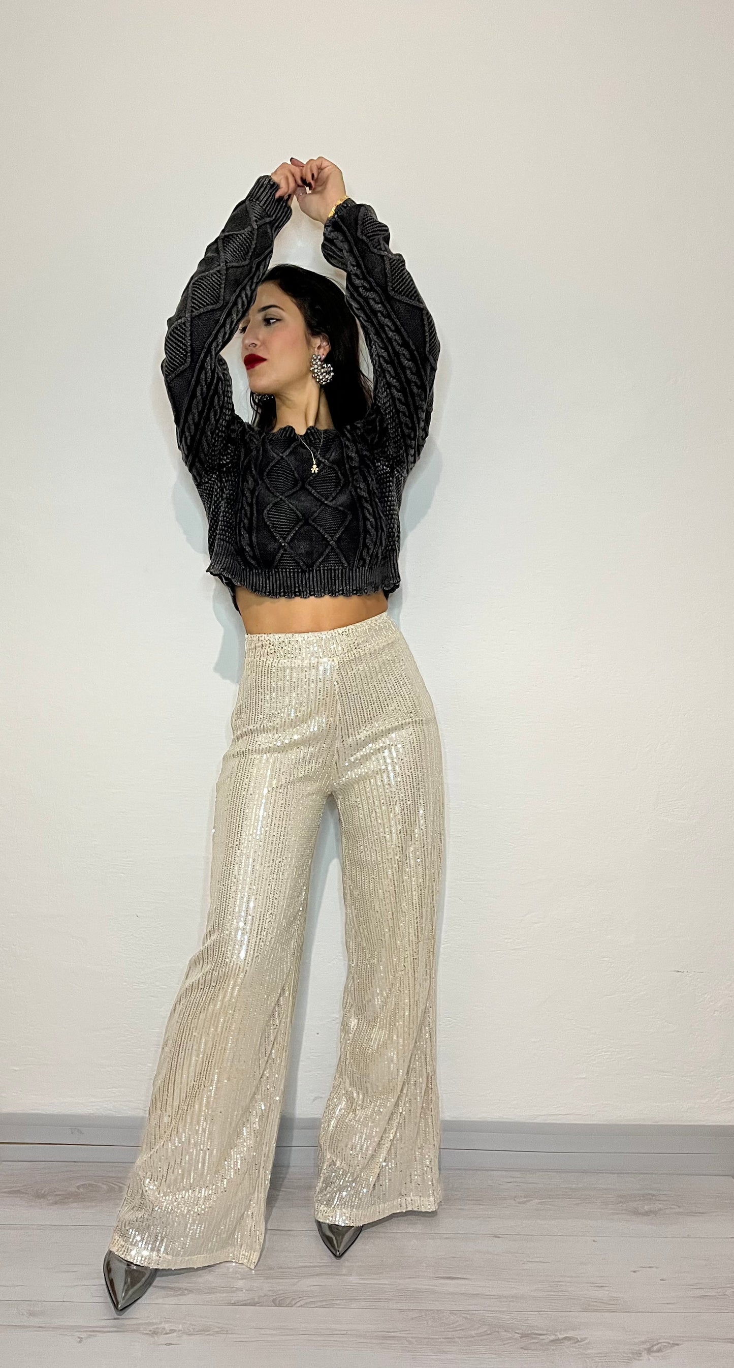 Pantaloni a campana con paillettes