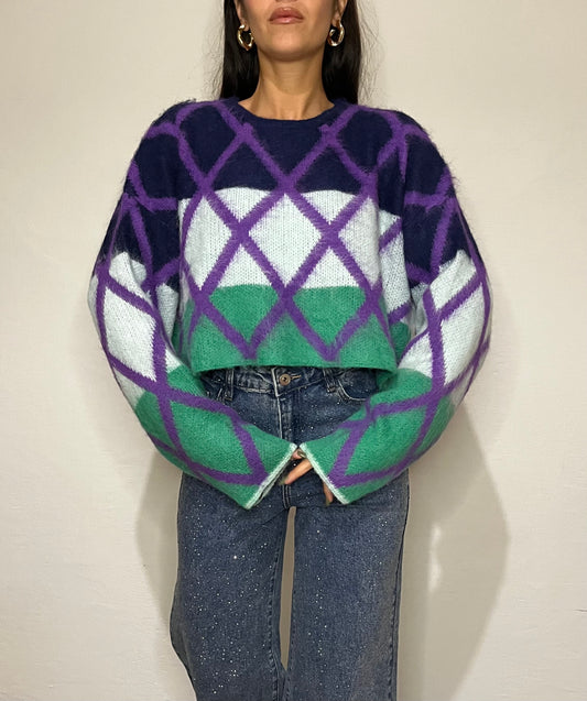 Pullover con rombi grandi