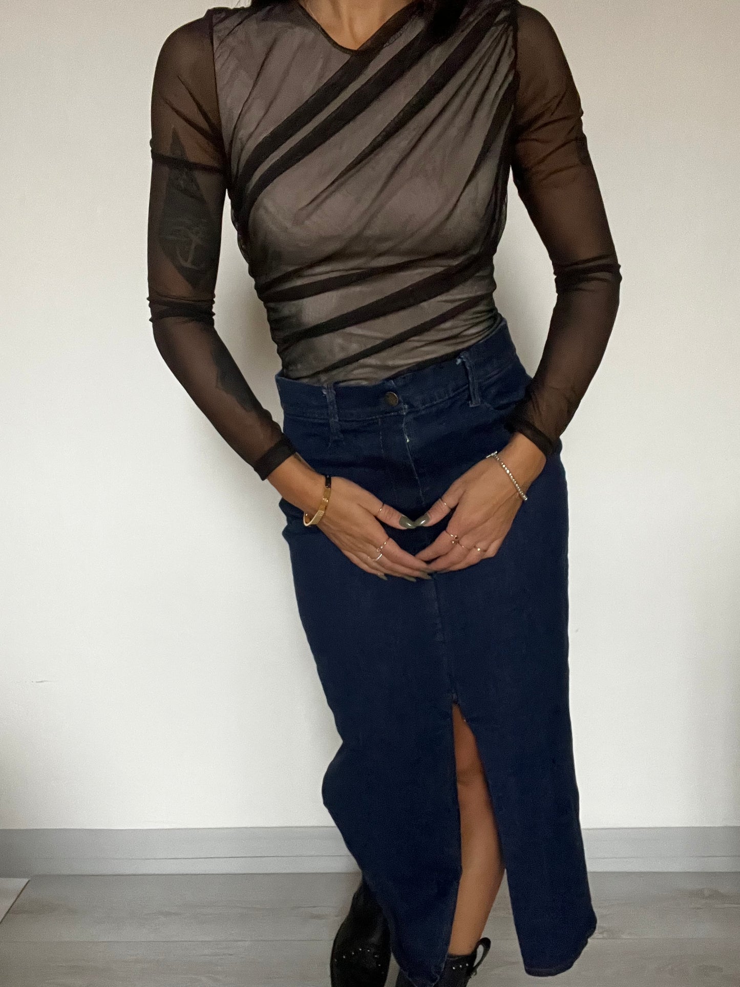 Body in tulle drappeggiato
