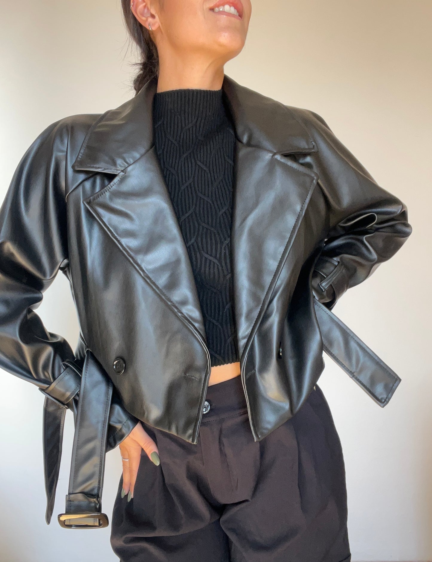 Giacca biker in simil pelle