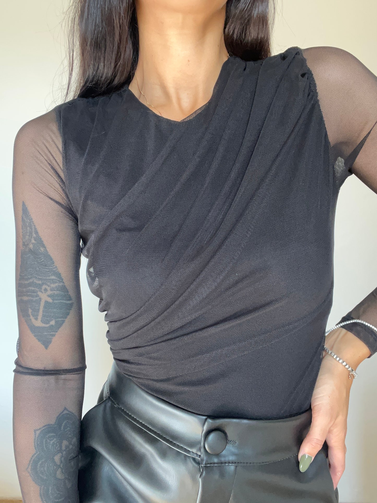 Body in tulle drappeggiato