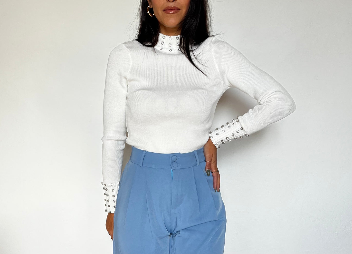 Pantalone full length con pieghe