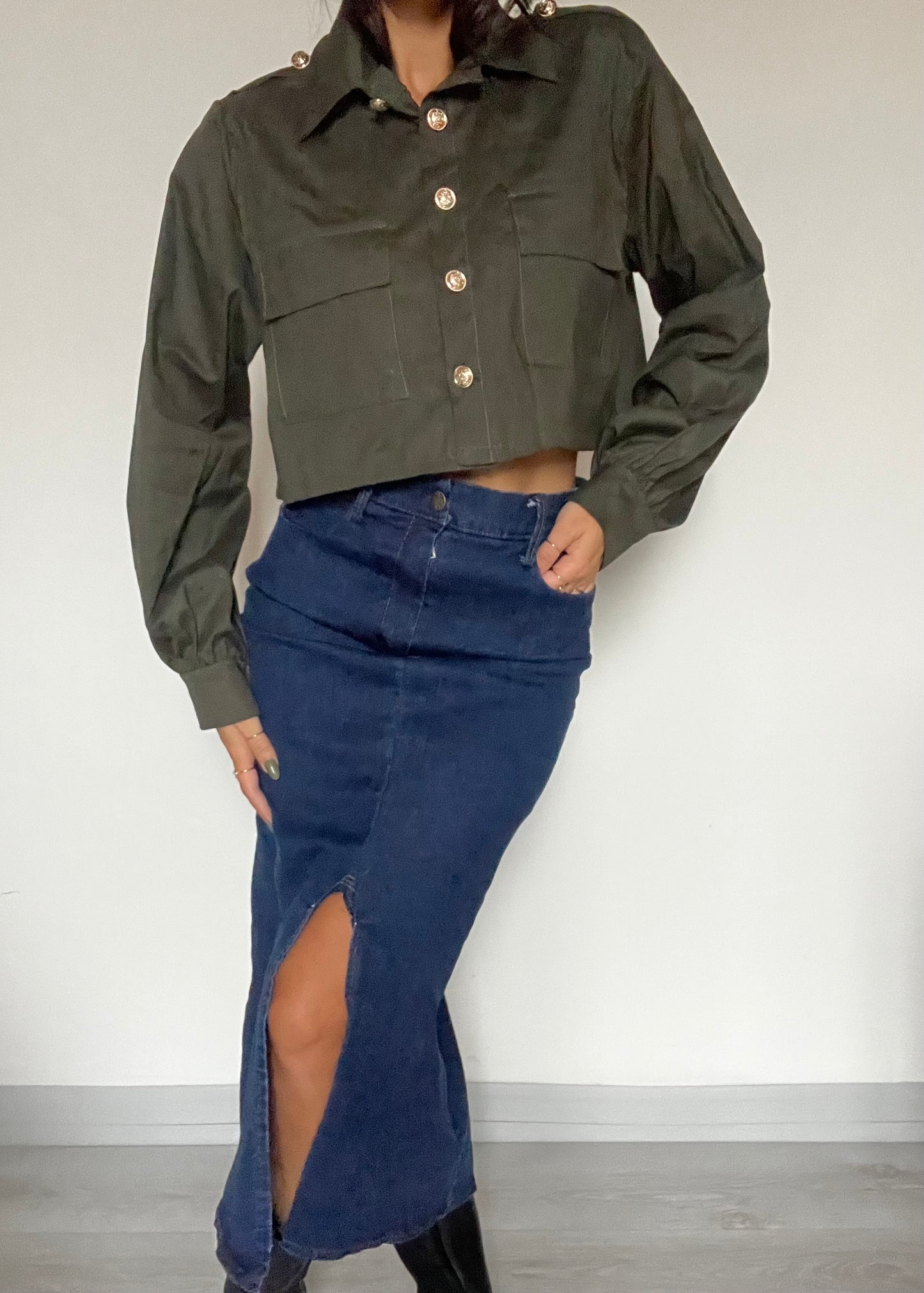 Camicetta cropped tinta unita