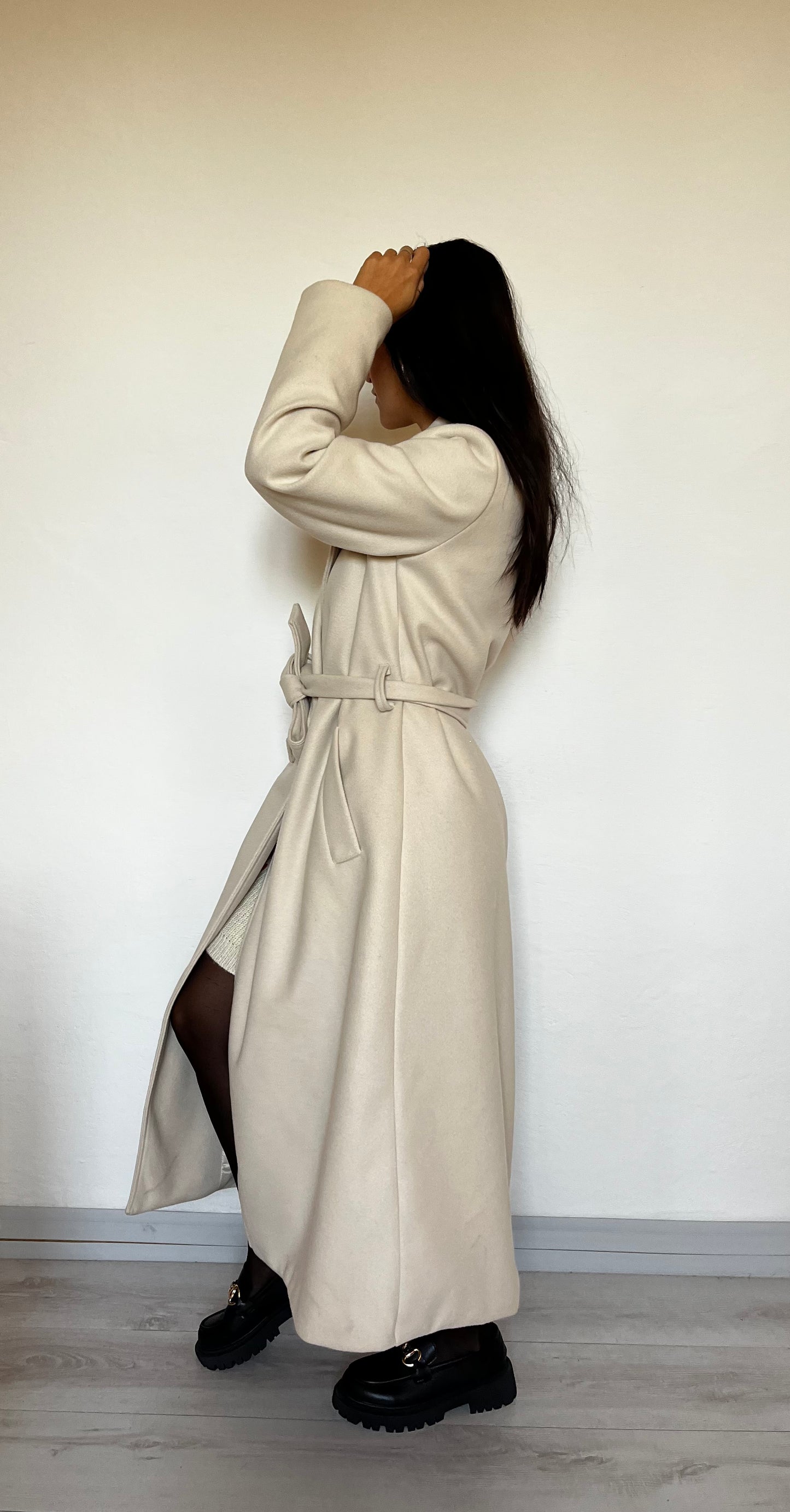 Cappotto avvitato con cintura in vita
