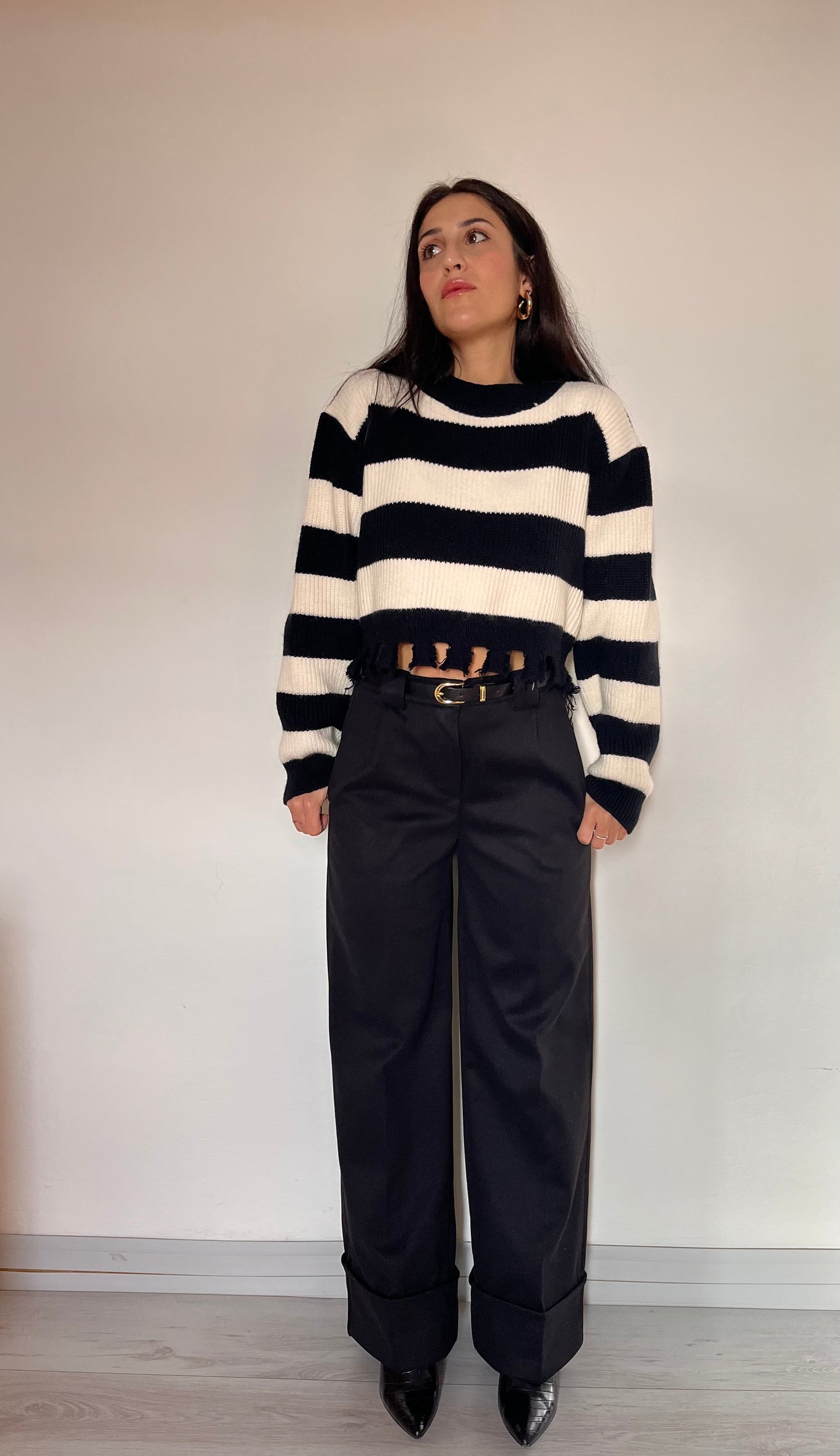 Pantalone gamba dritta ampia