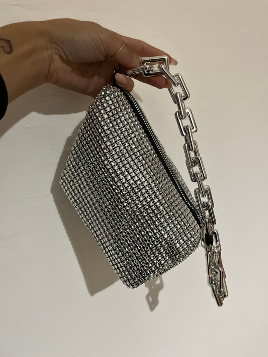 Pochette rete di pietre argento