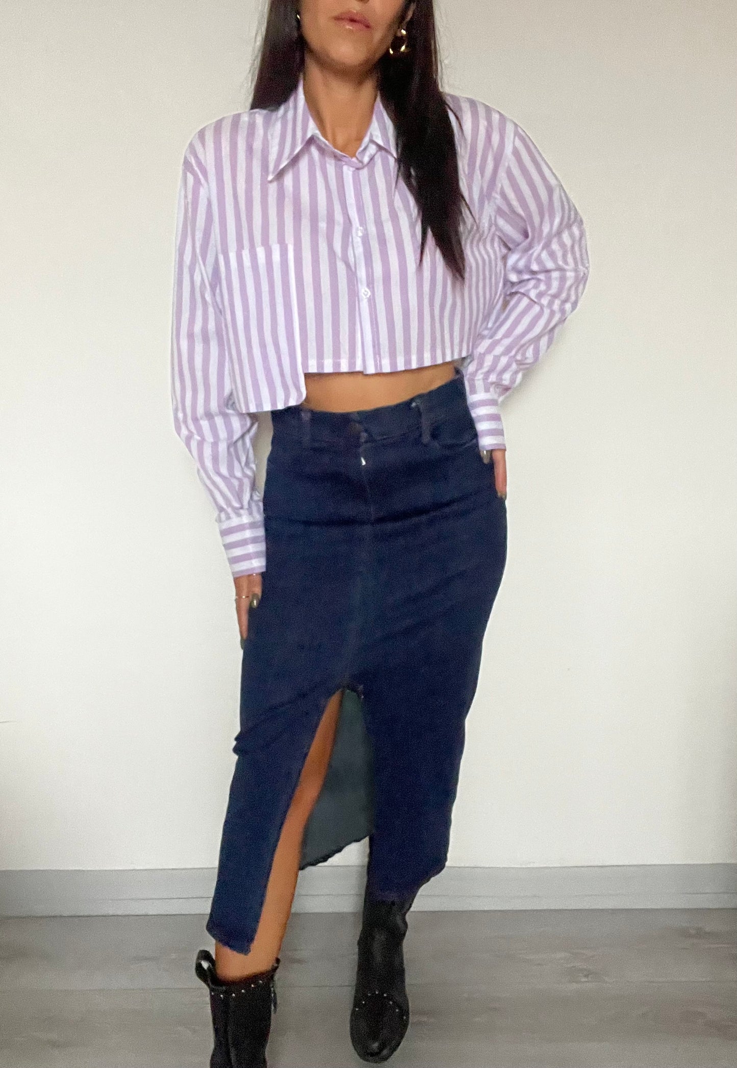 Gonna lunga in denim “Lightblu”
