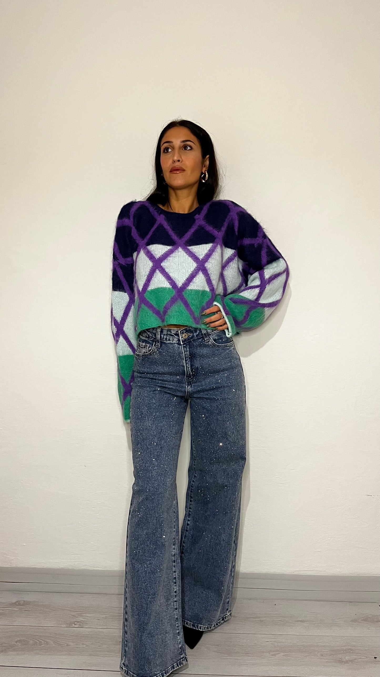 Pullover con rombi grandi