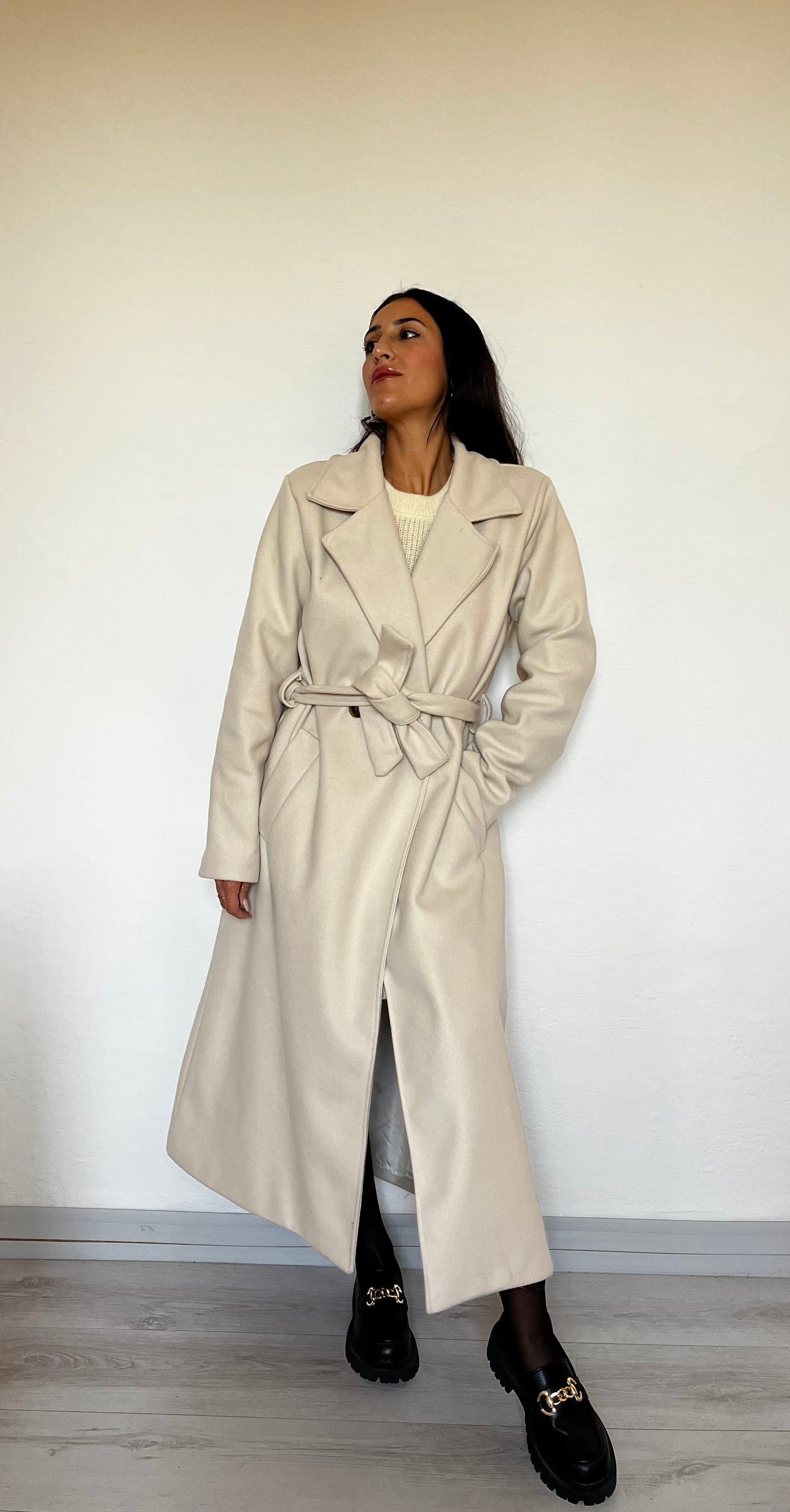 Cappotto avvitato con cintura in vita
