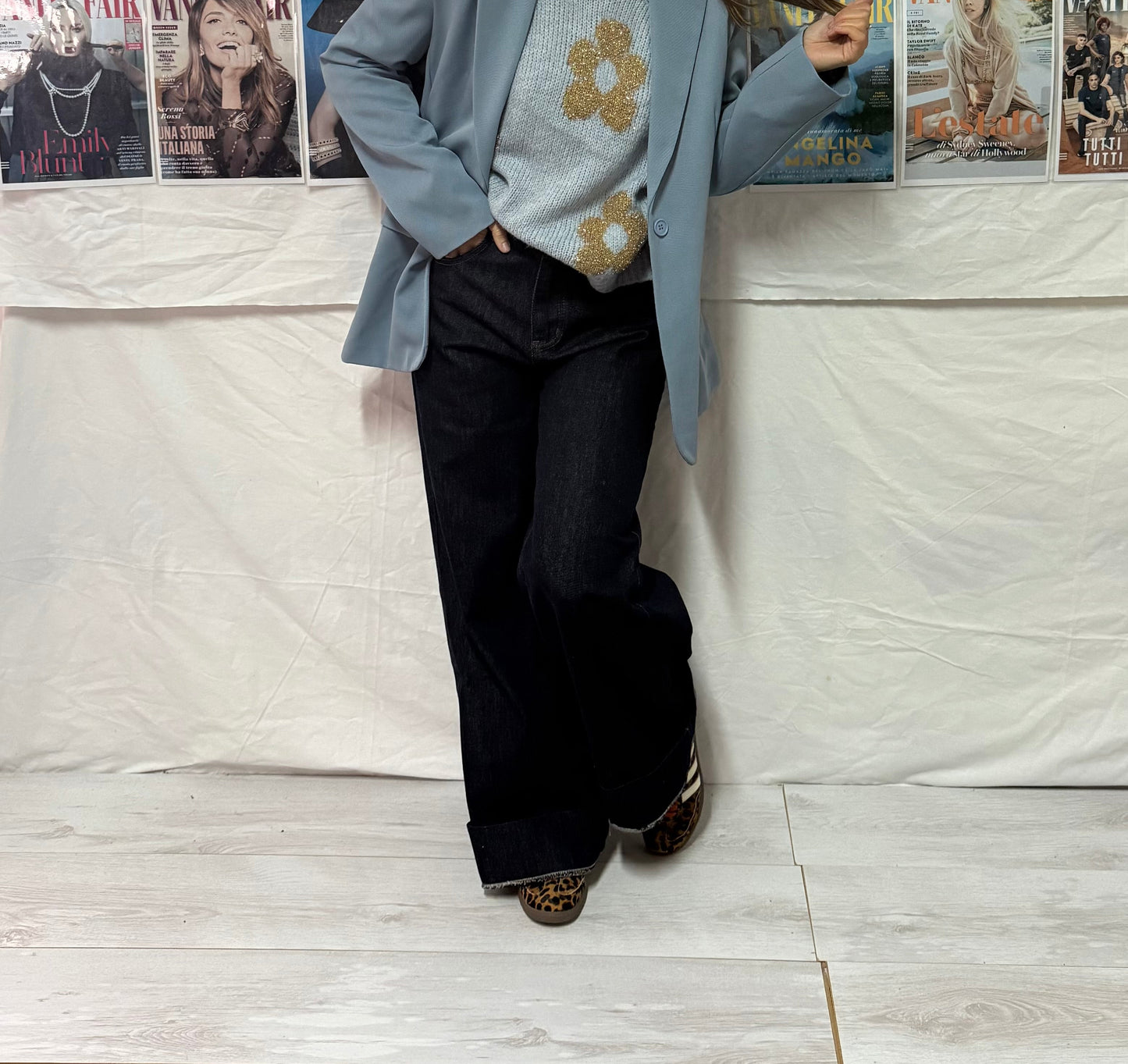 Jeans con cuciture a vista