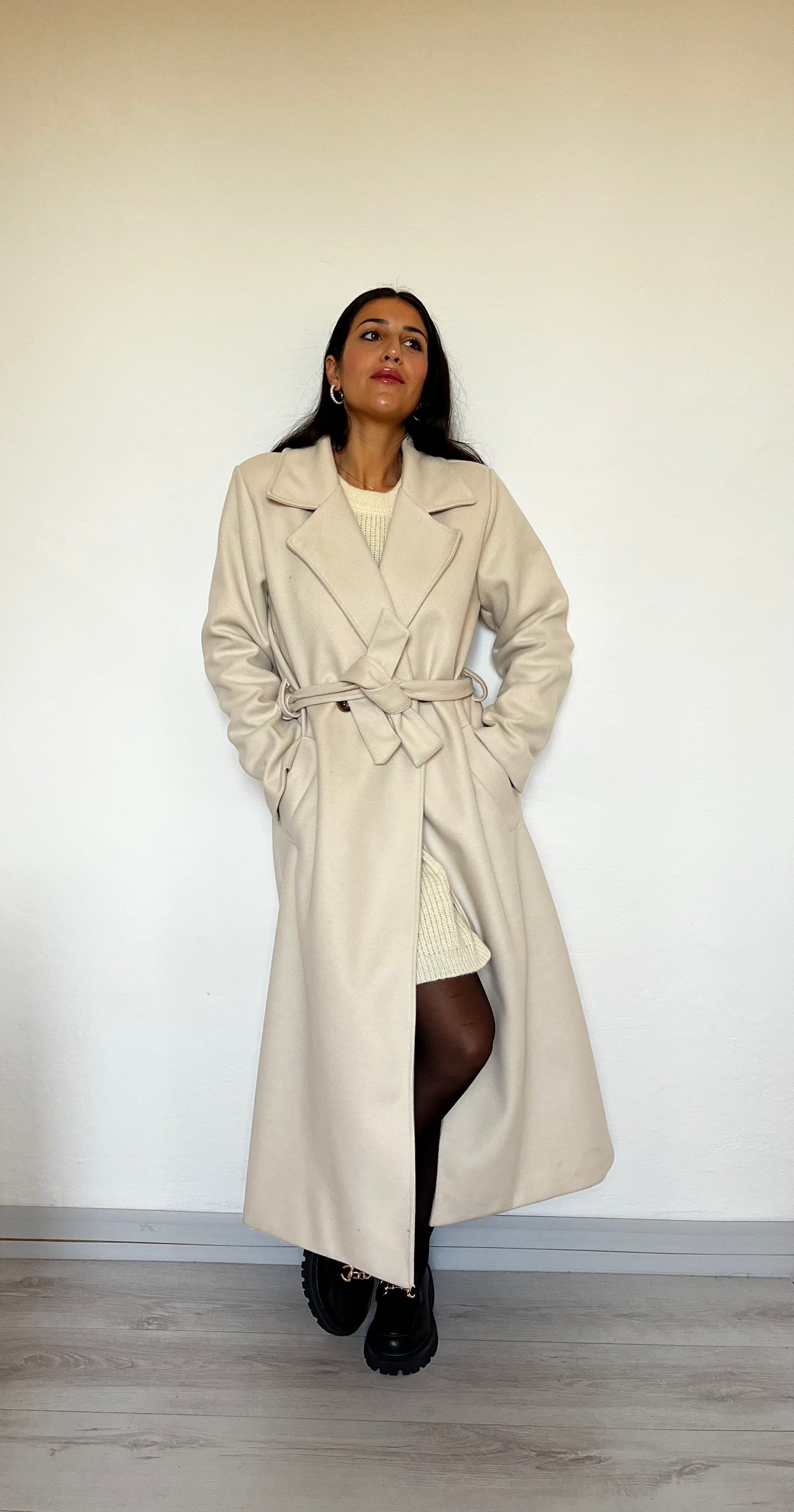 Cappotto avvitato con cintura in vita