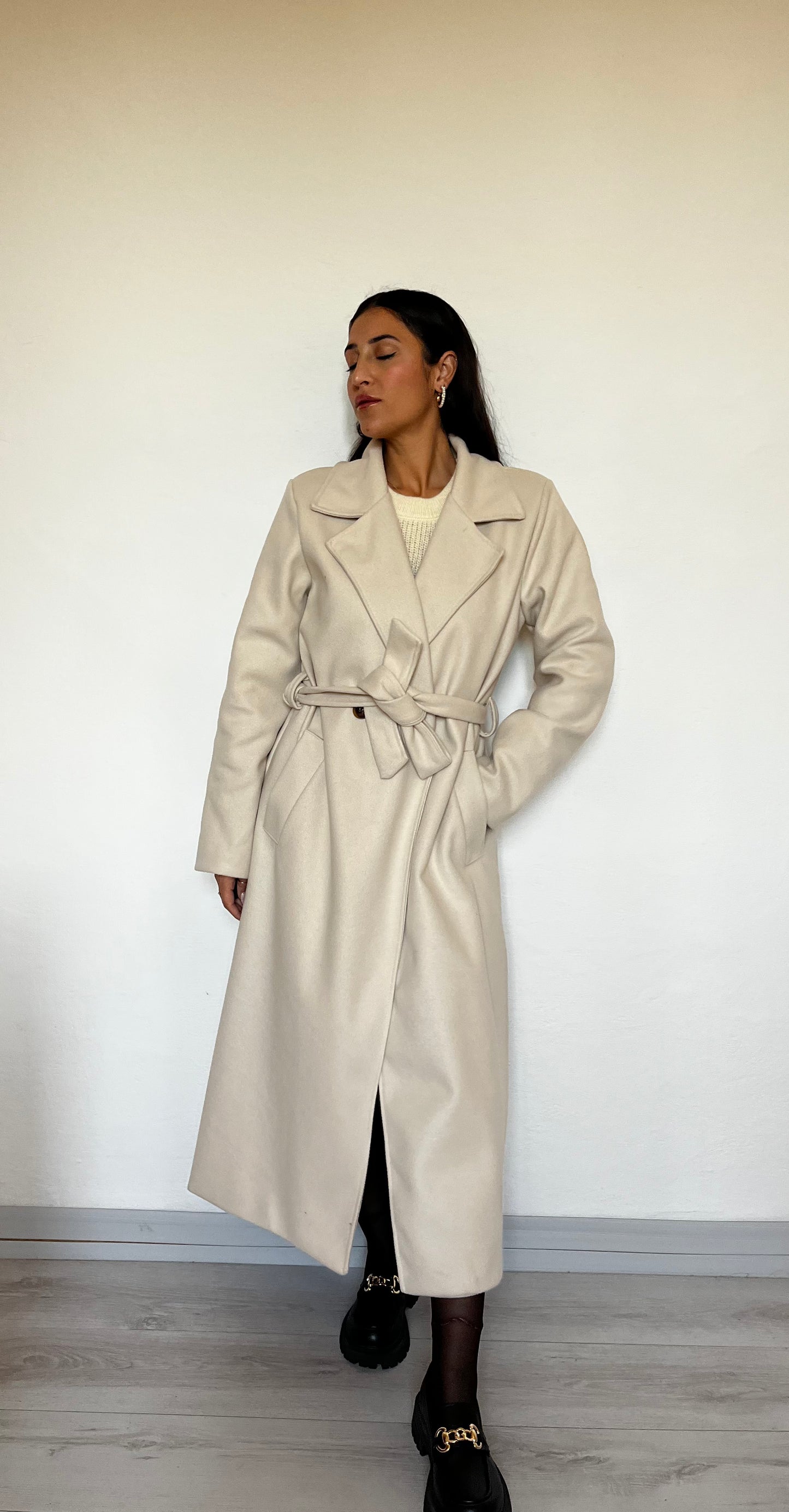 Cappotto avvitato con cintura in vita