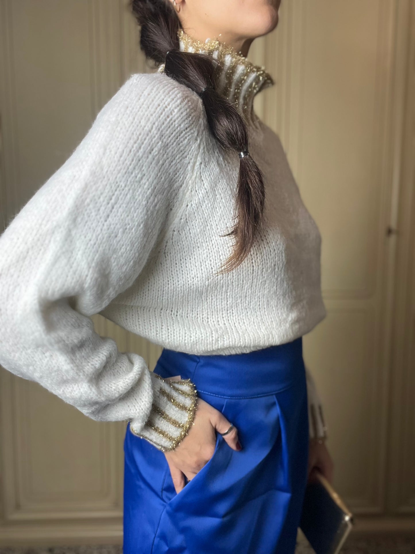 Maglione misto lana tinta unita