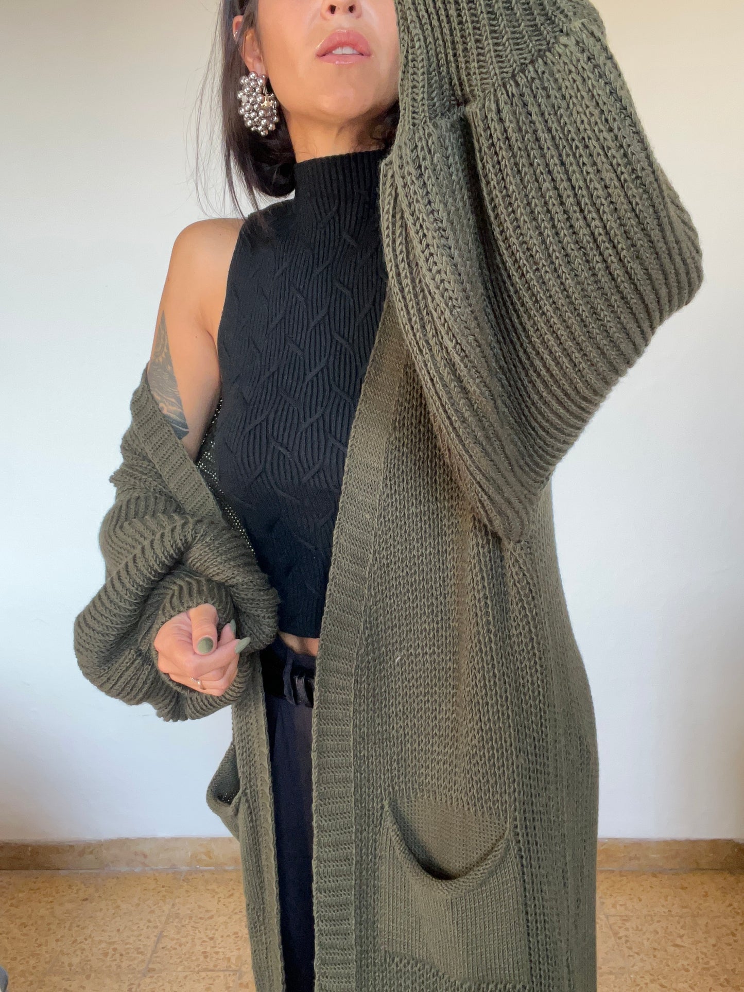 Cardigan lungo con tasche