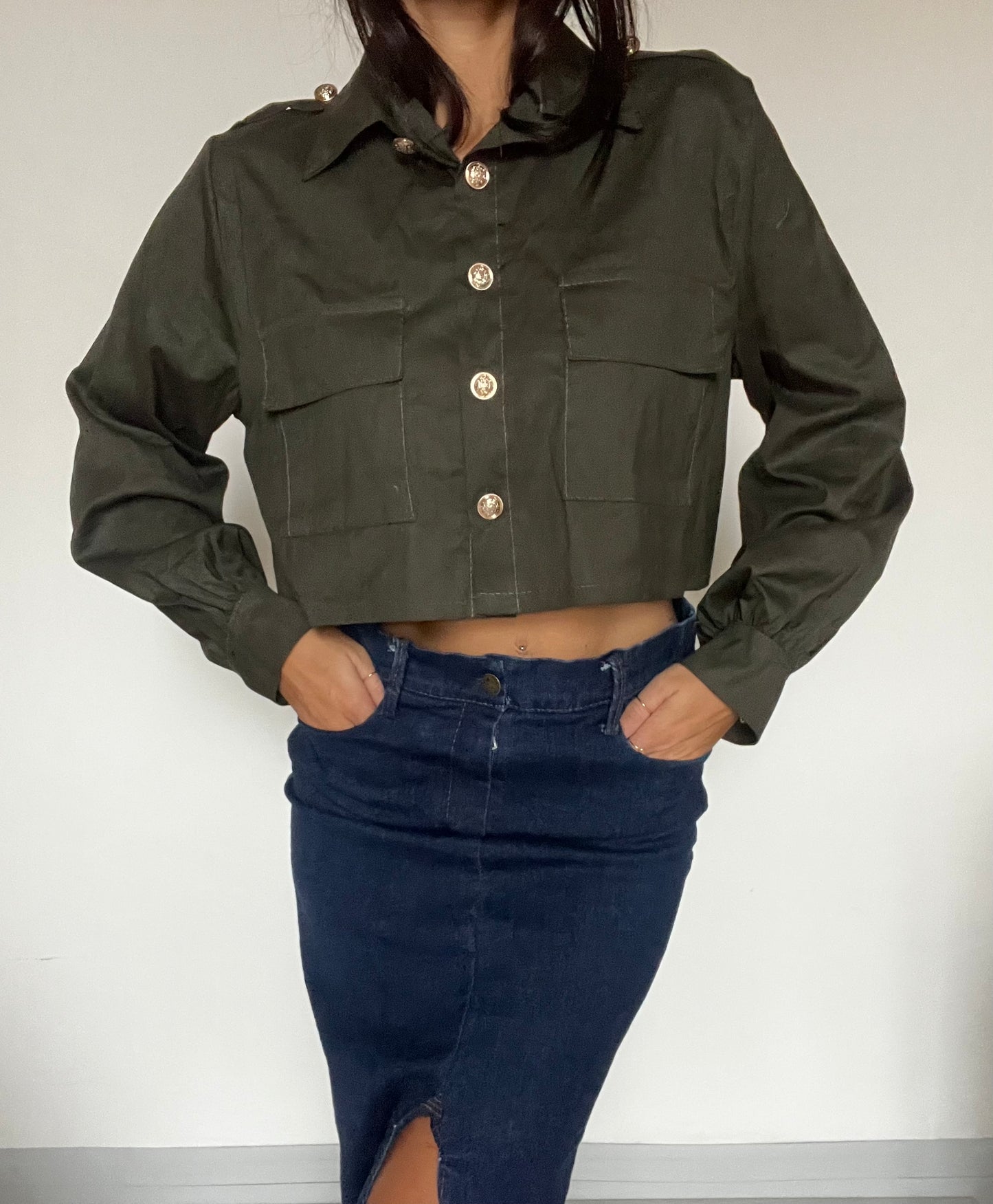 Camicetta cropped tinta unita