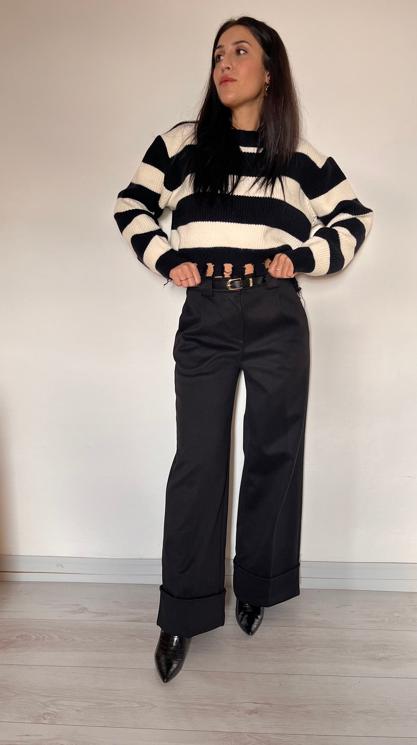 Pantalone gamba dritta ampia