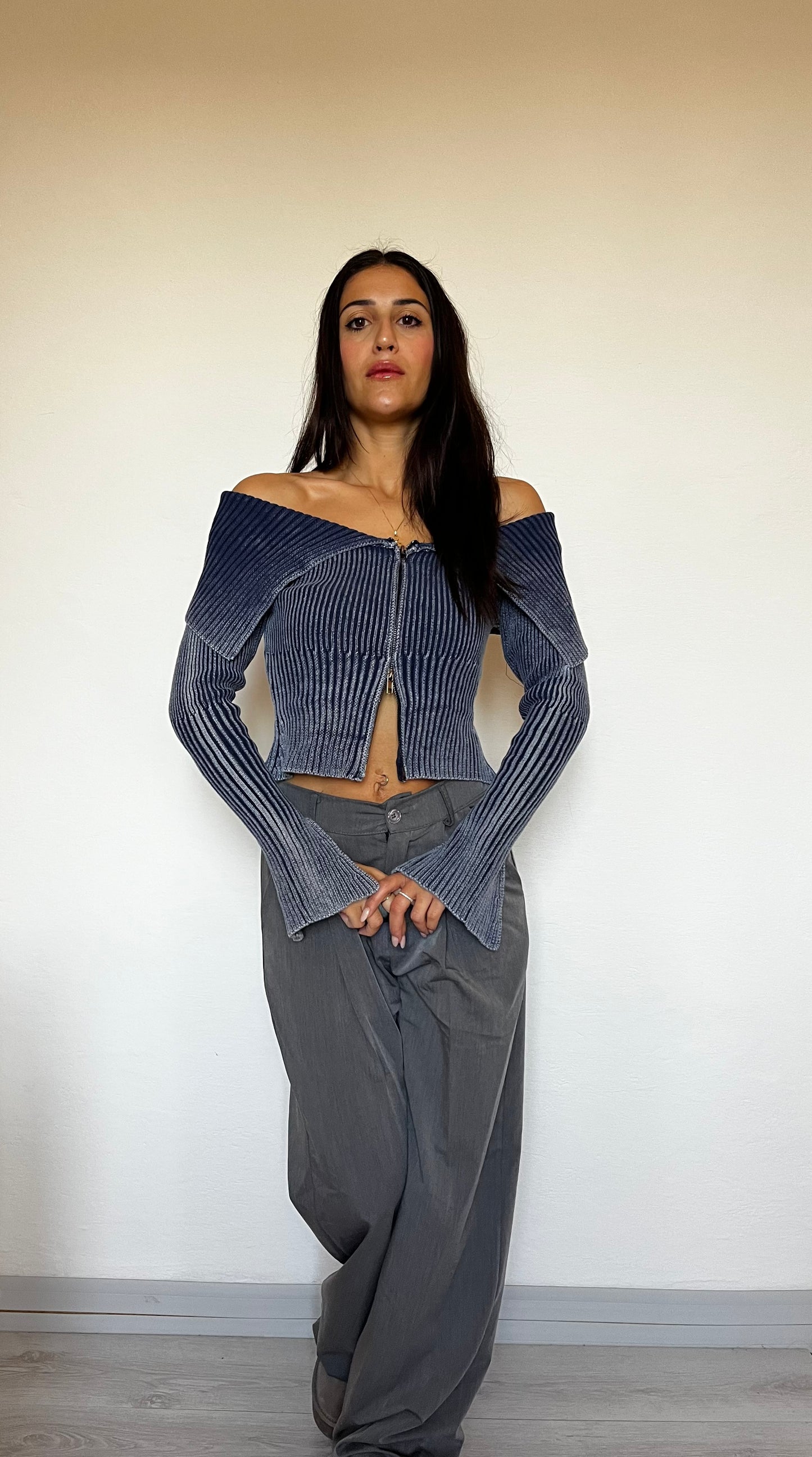 Cardigan scollo profondo “Zip”
