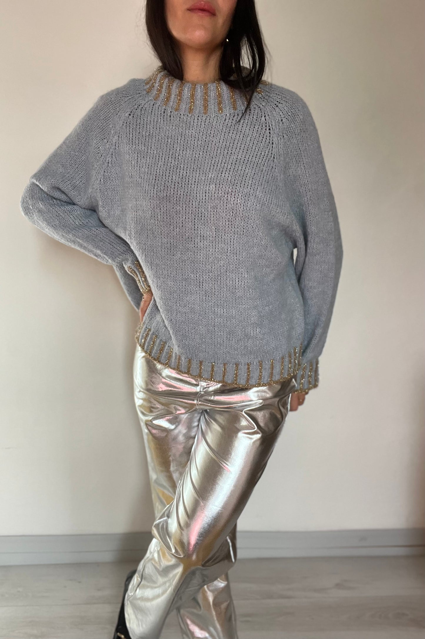 Maglione misto lana tinta unita