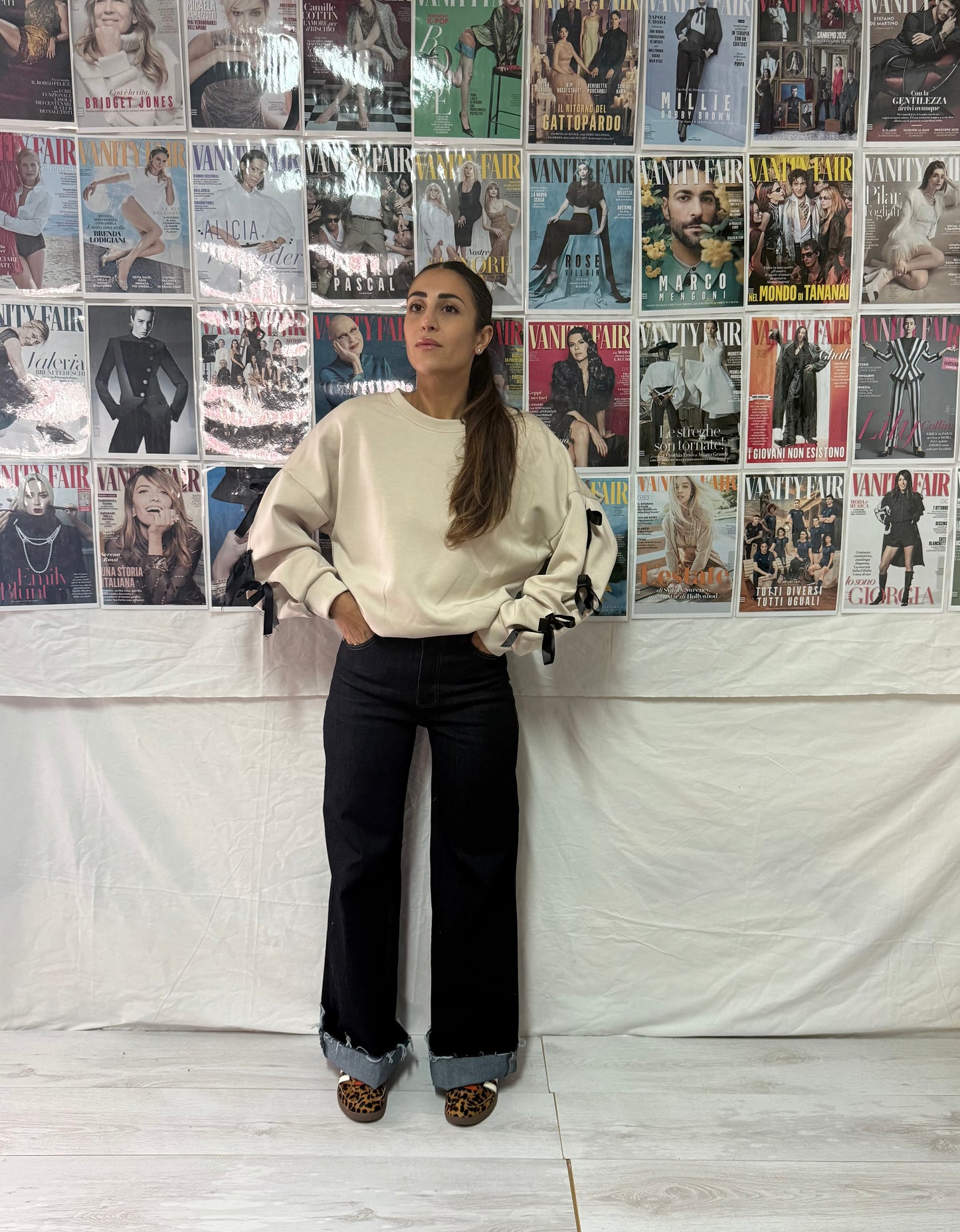 Jeans con tasca in tessuto