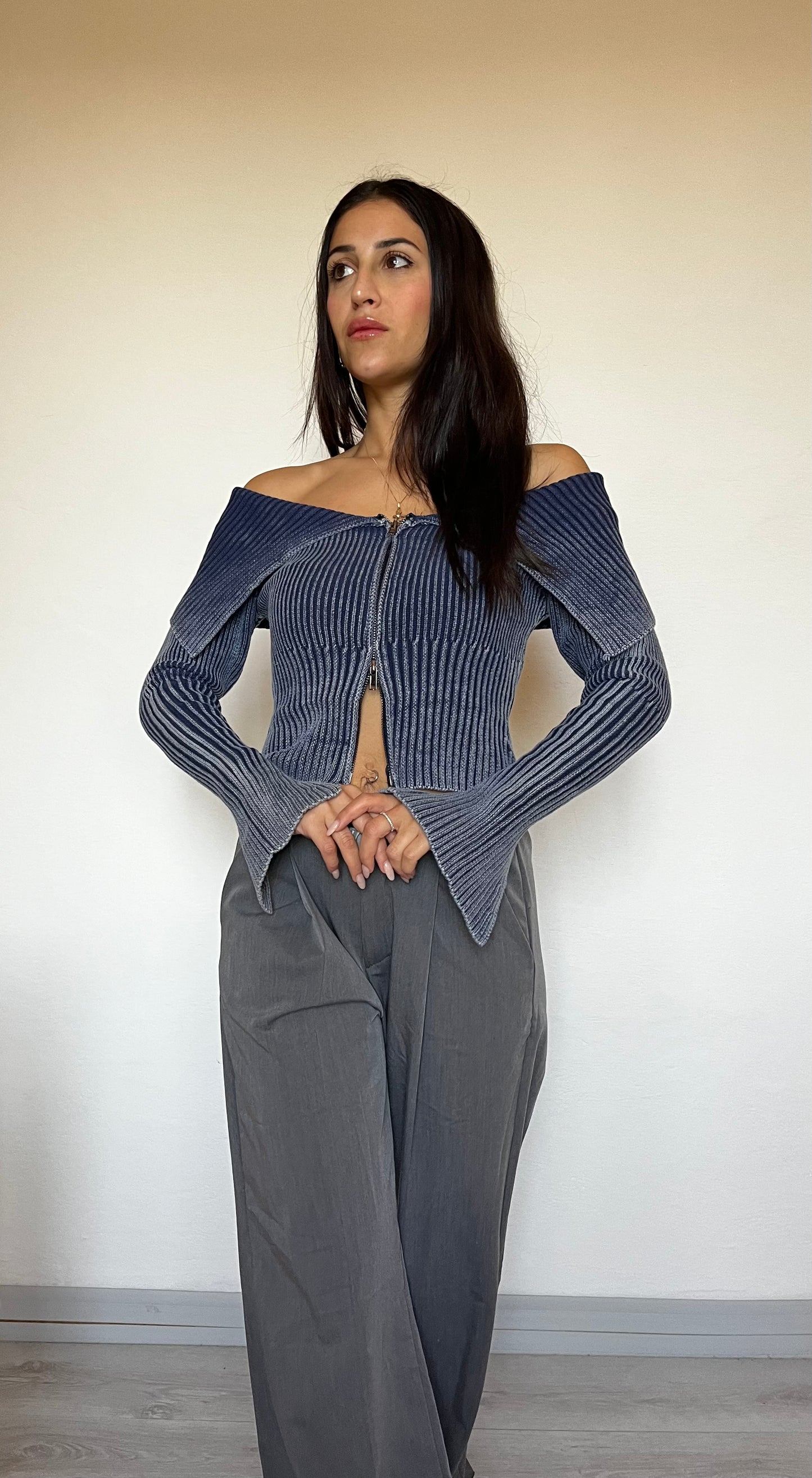 Cardigan scollo profondo “Zip”
