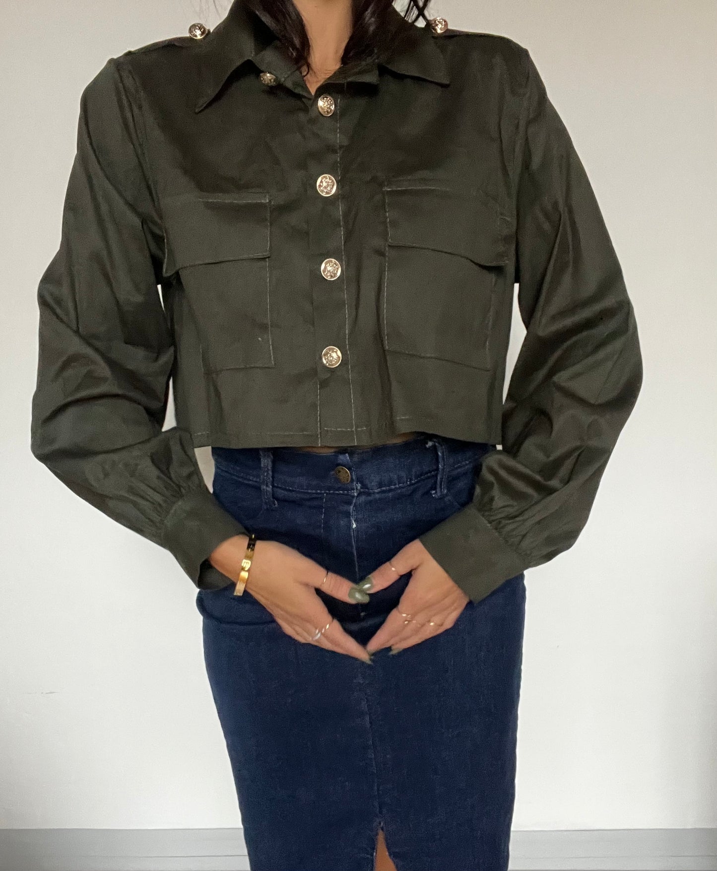 Camicetta cropped tinta unita