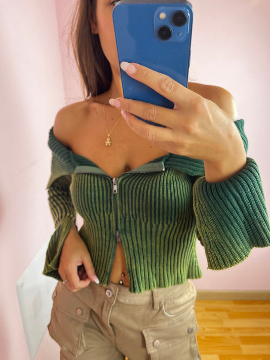 Cardigan scollo profondo “Zip”