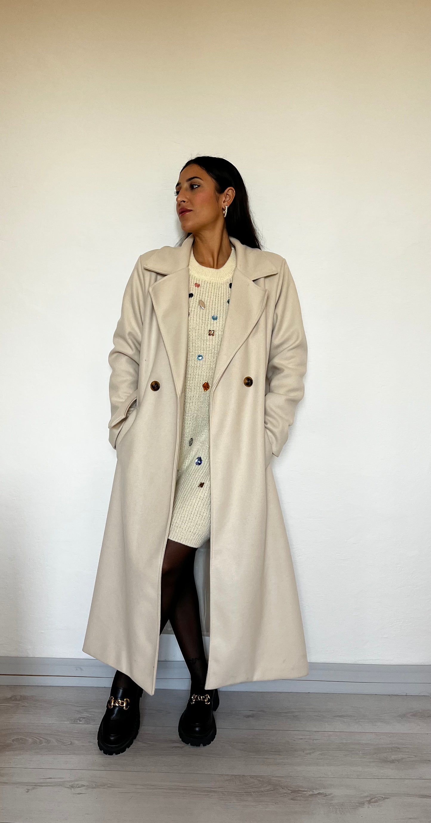 Cappotto avvitato con cintura in vita