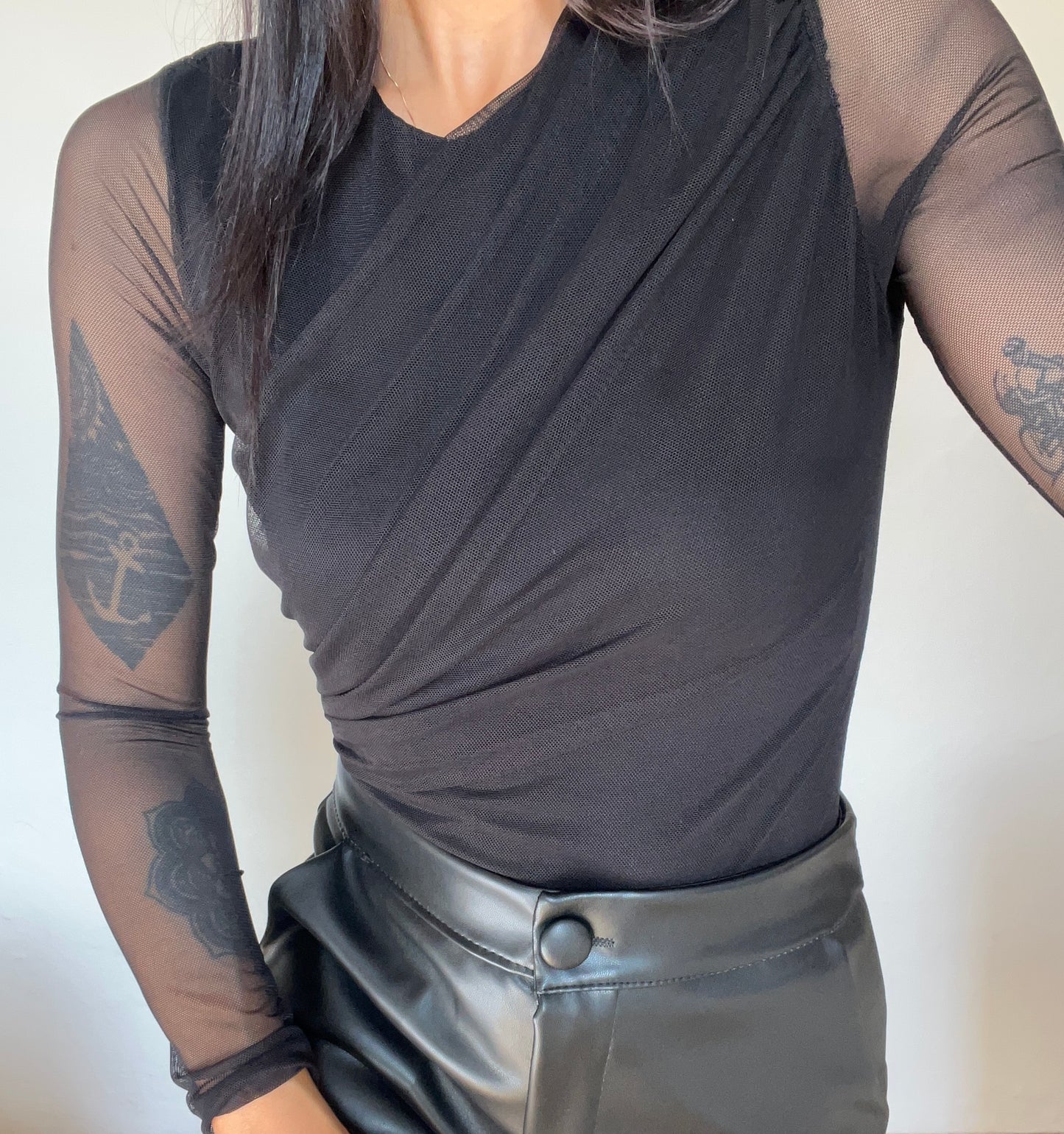 Body in tulle drappeggiato