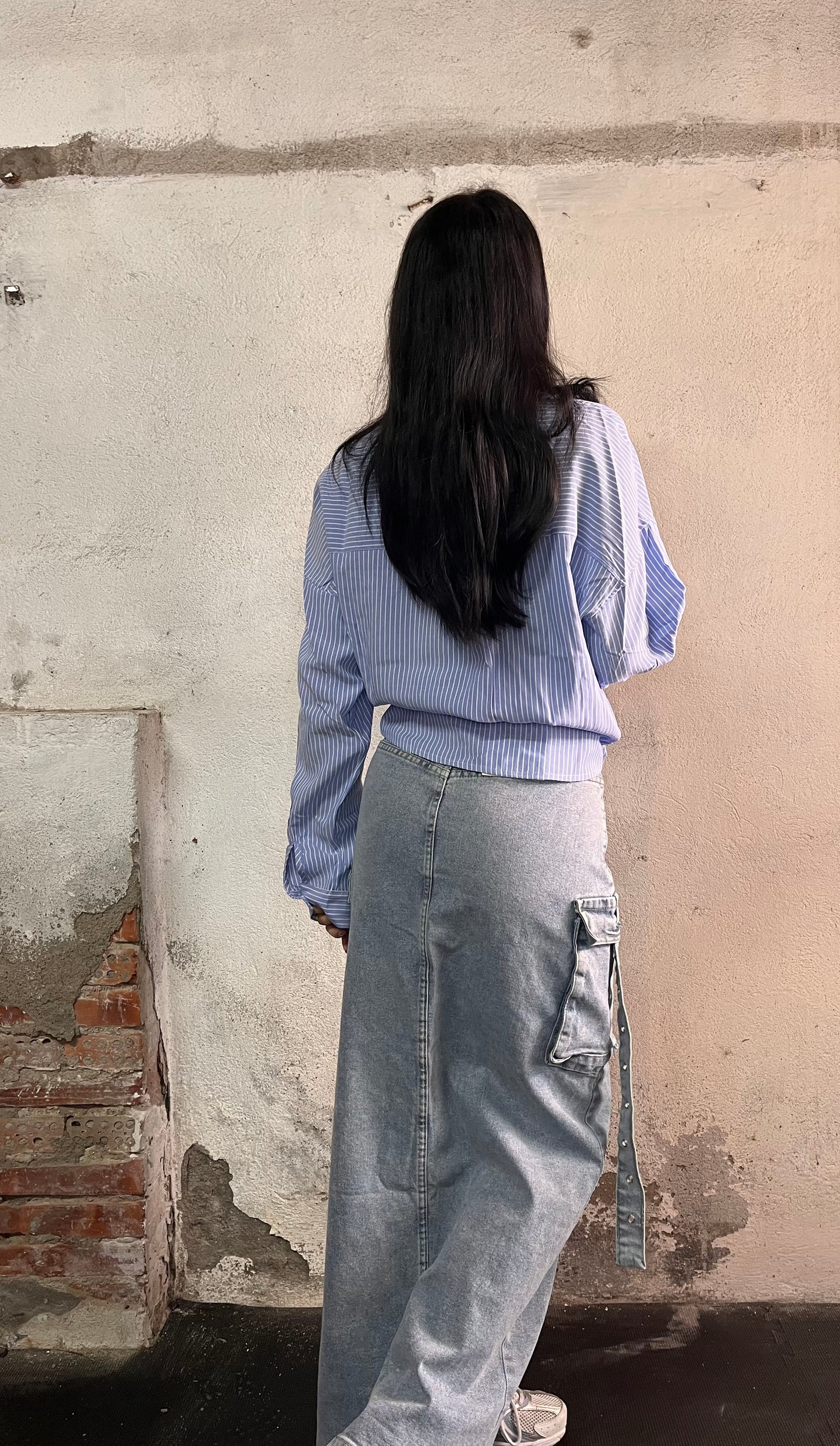 Gonna lunga cargo in denim