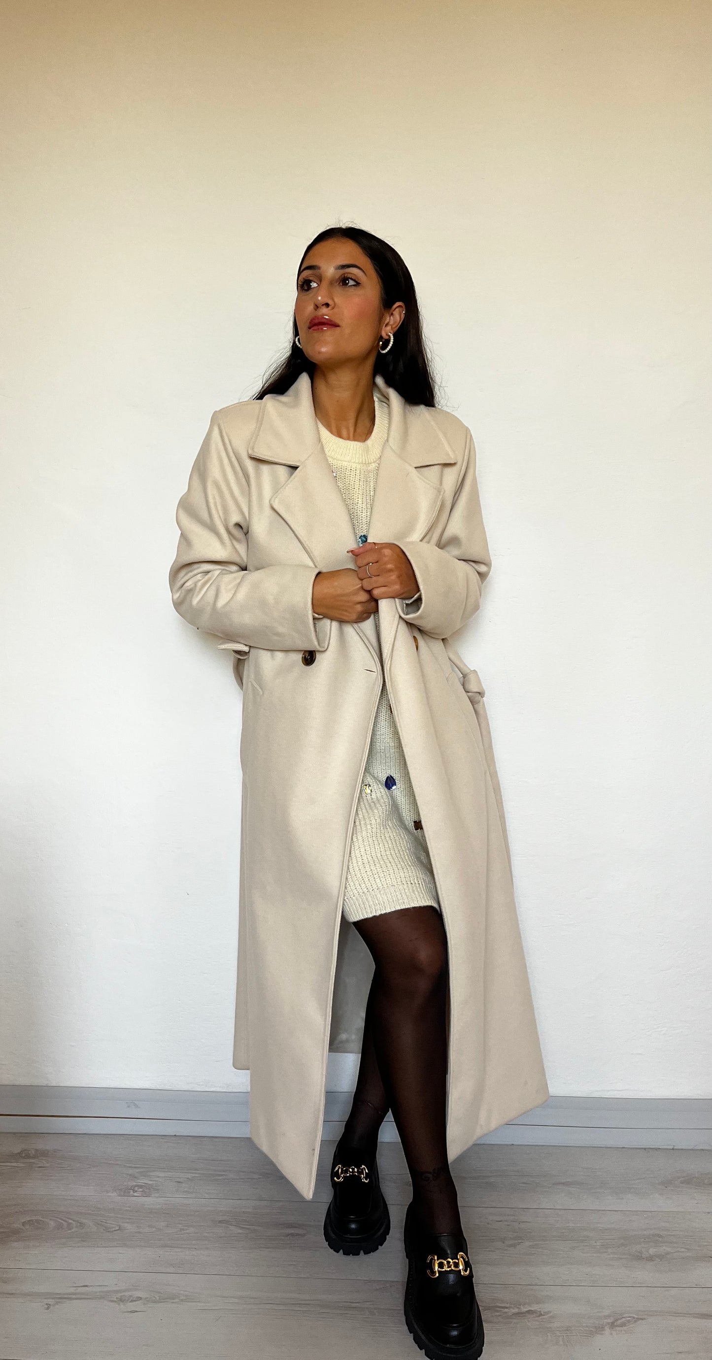Cappotto avvitato con cintura in vita