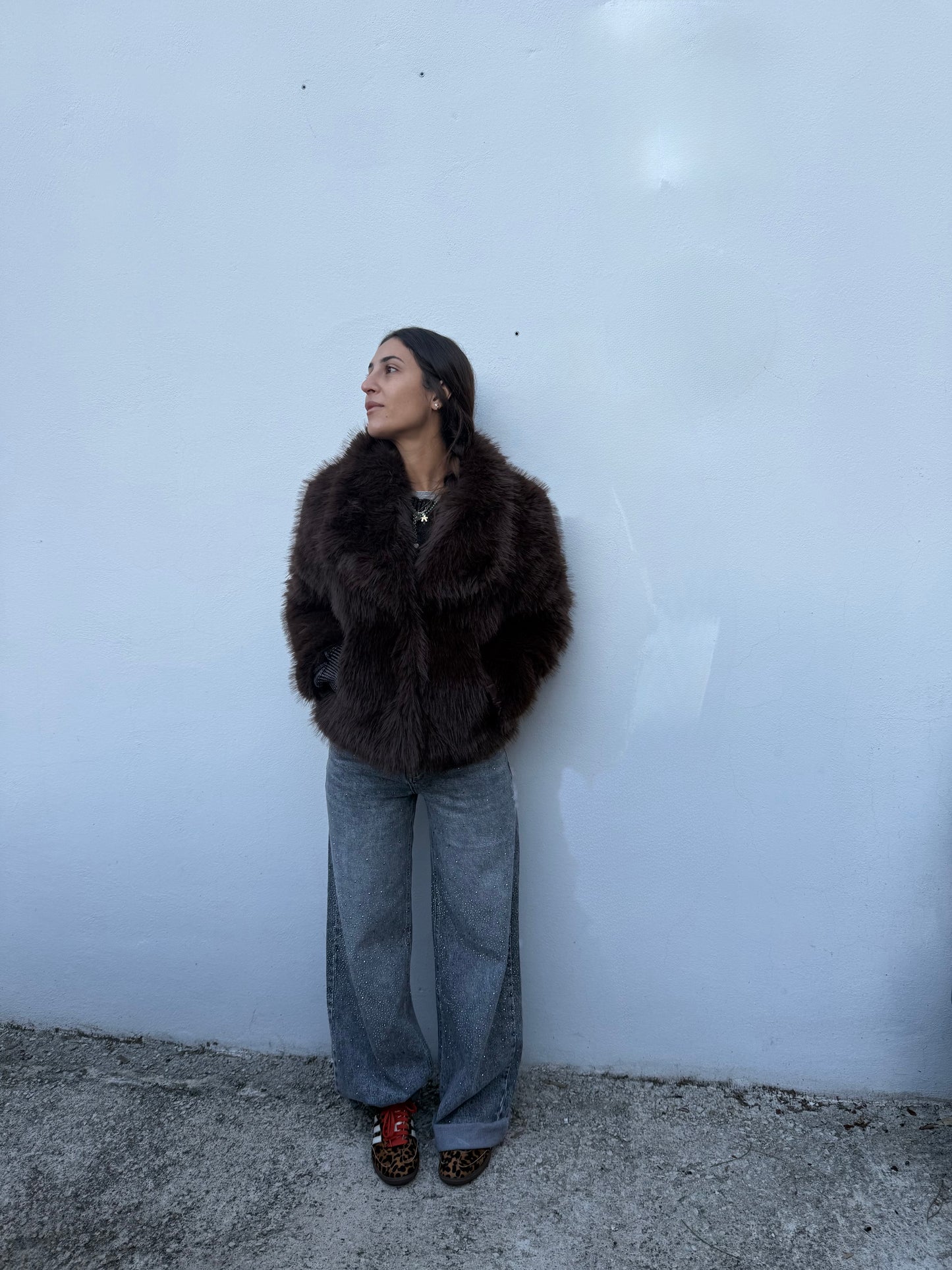 JS07- Jeans wide leg con brillantini