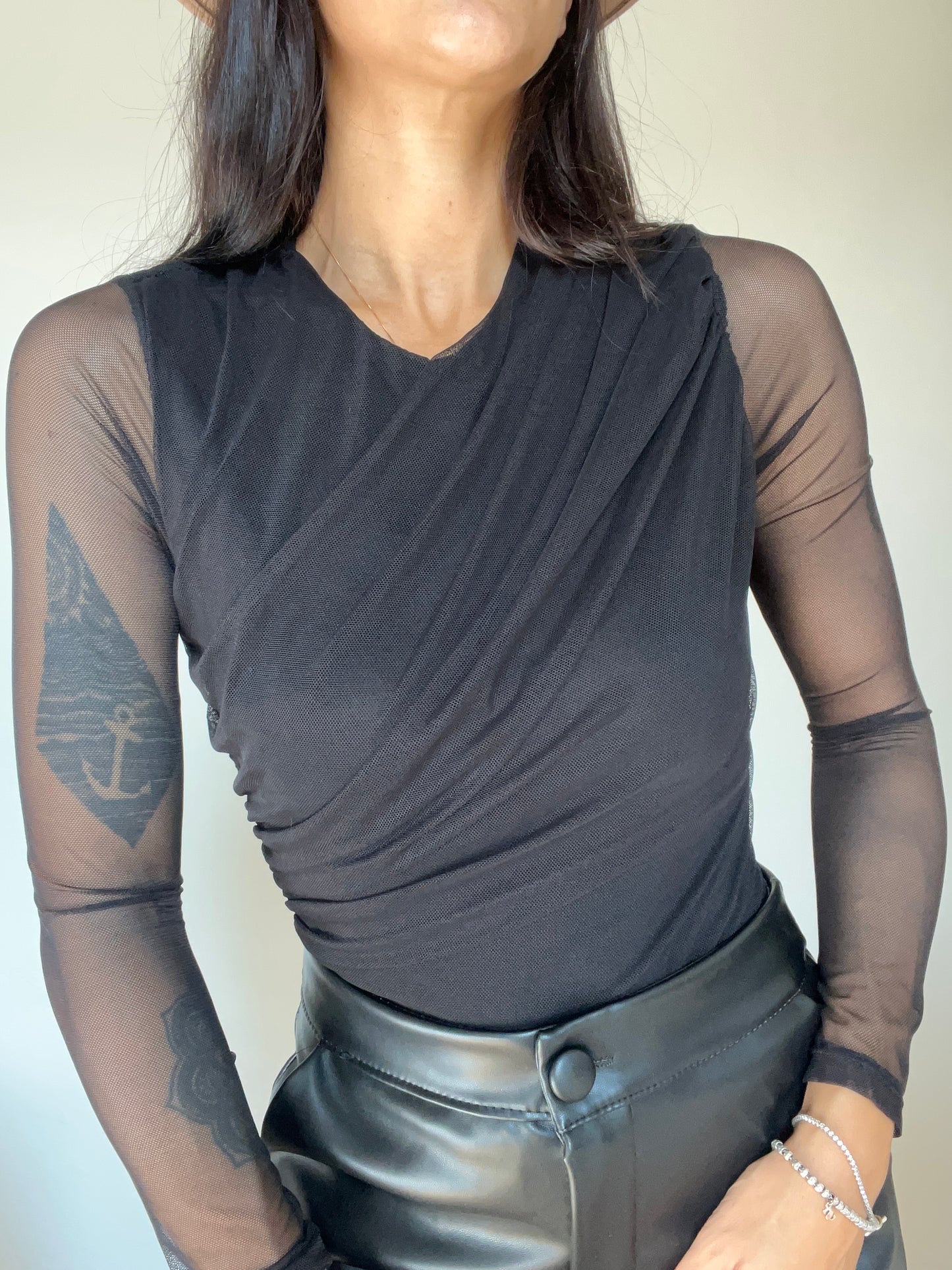 Body in tulle drappeggiato