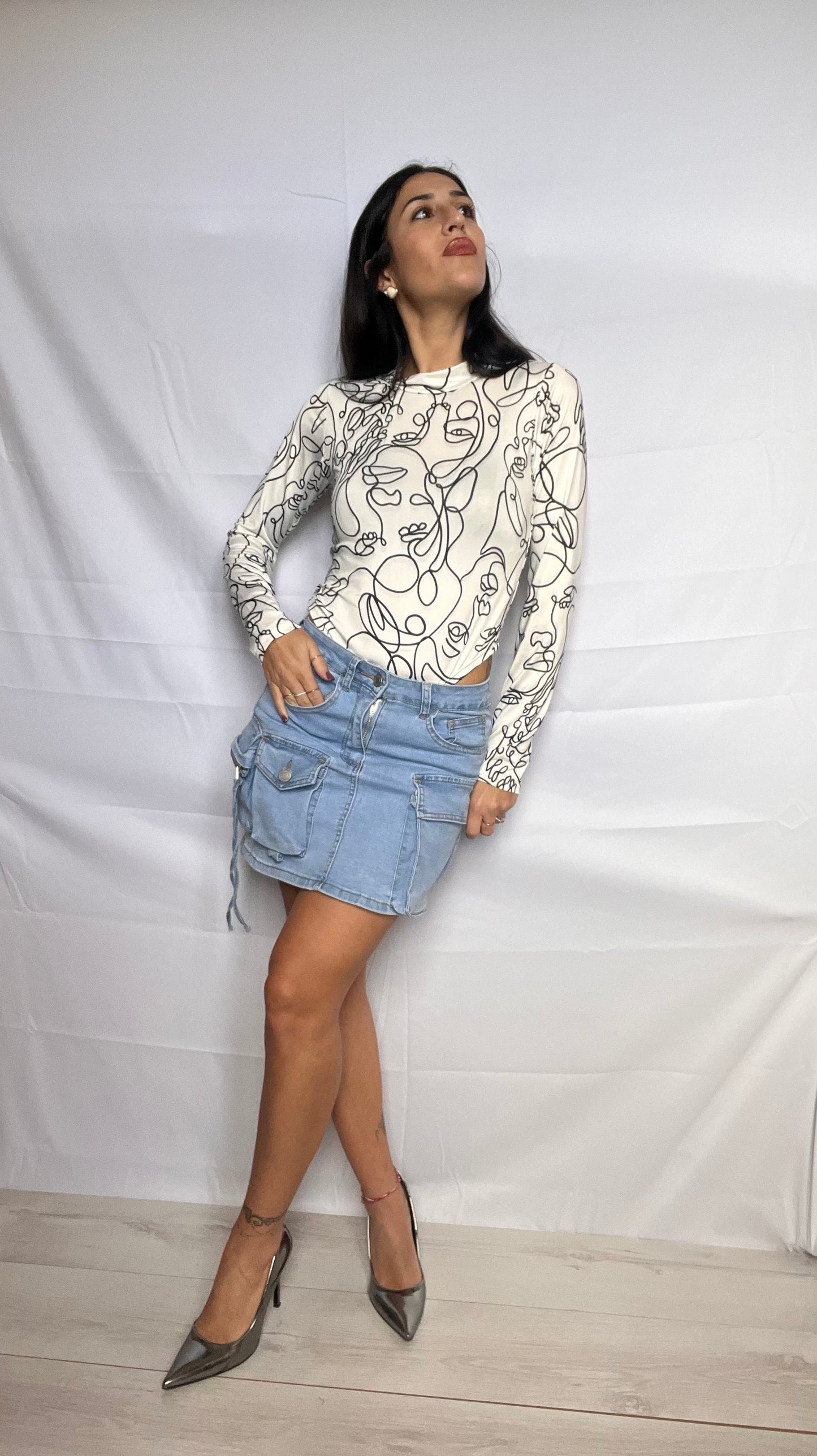Gonna in denim cargo
