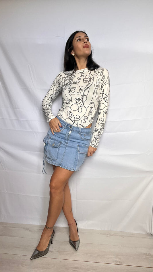 Gonna in denim cargo