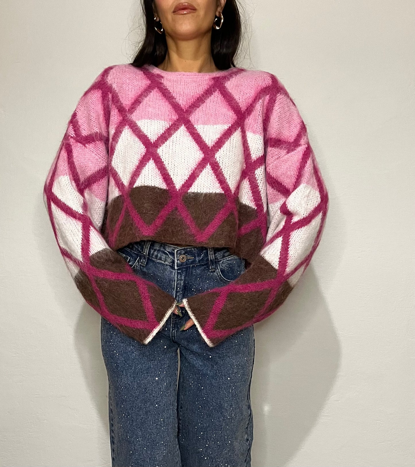 Pullover con rombi grandi