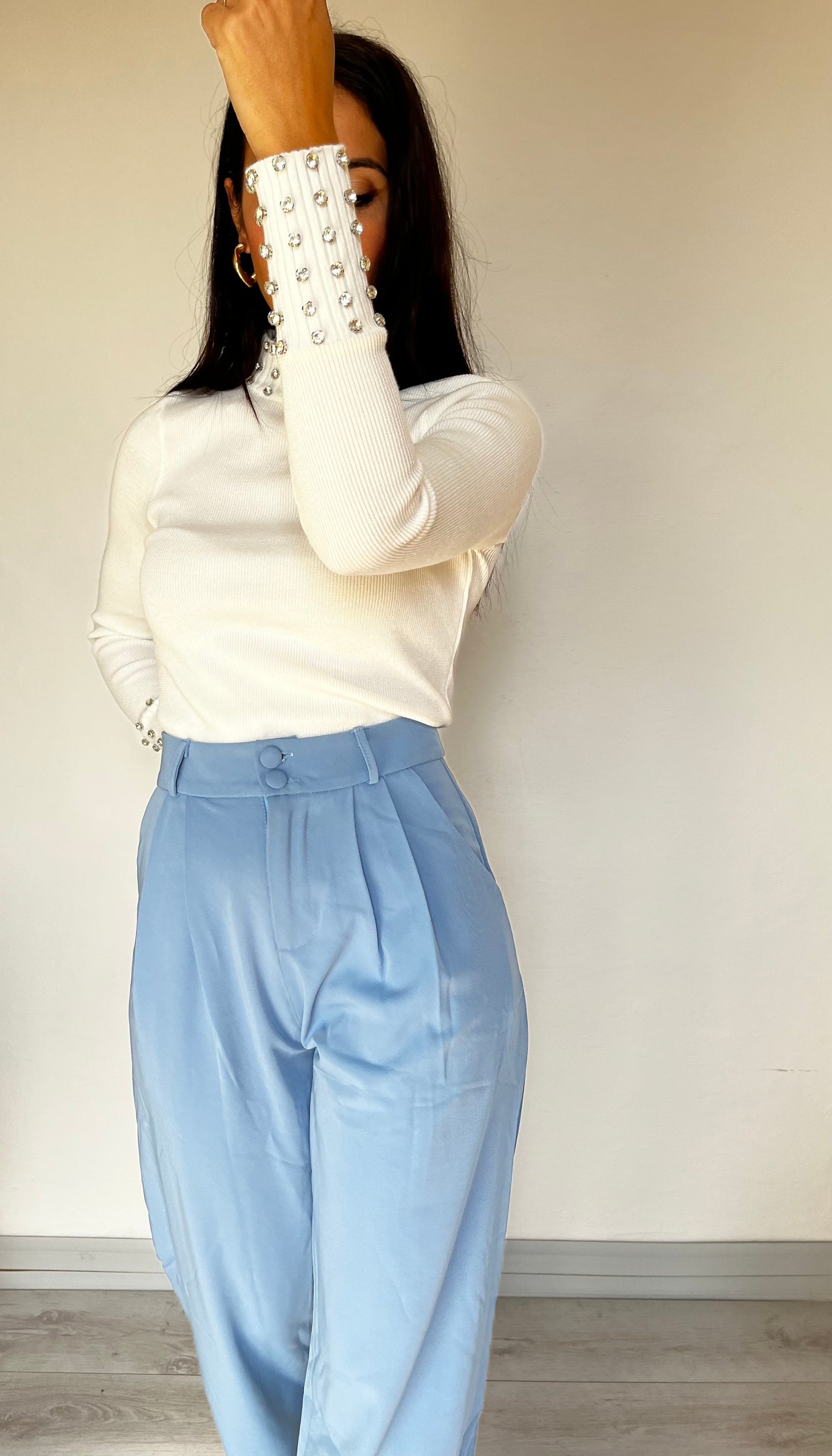 Pantalone full length con pieghe