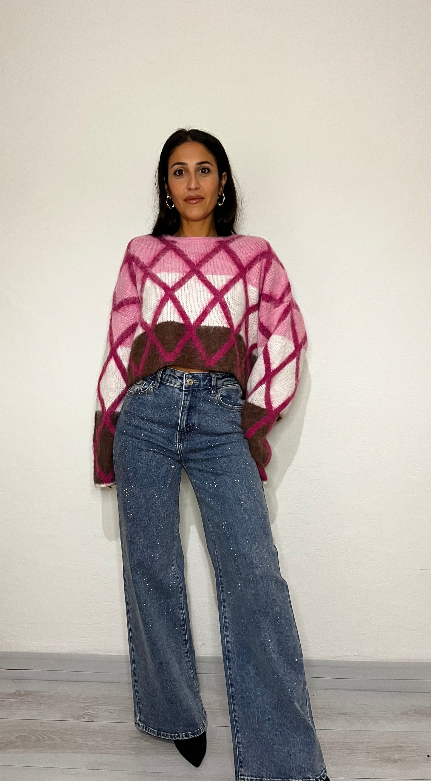Pullover con rombi grandi
