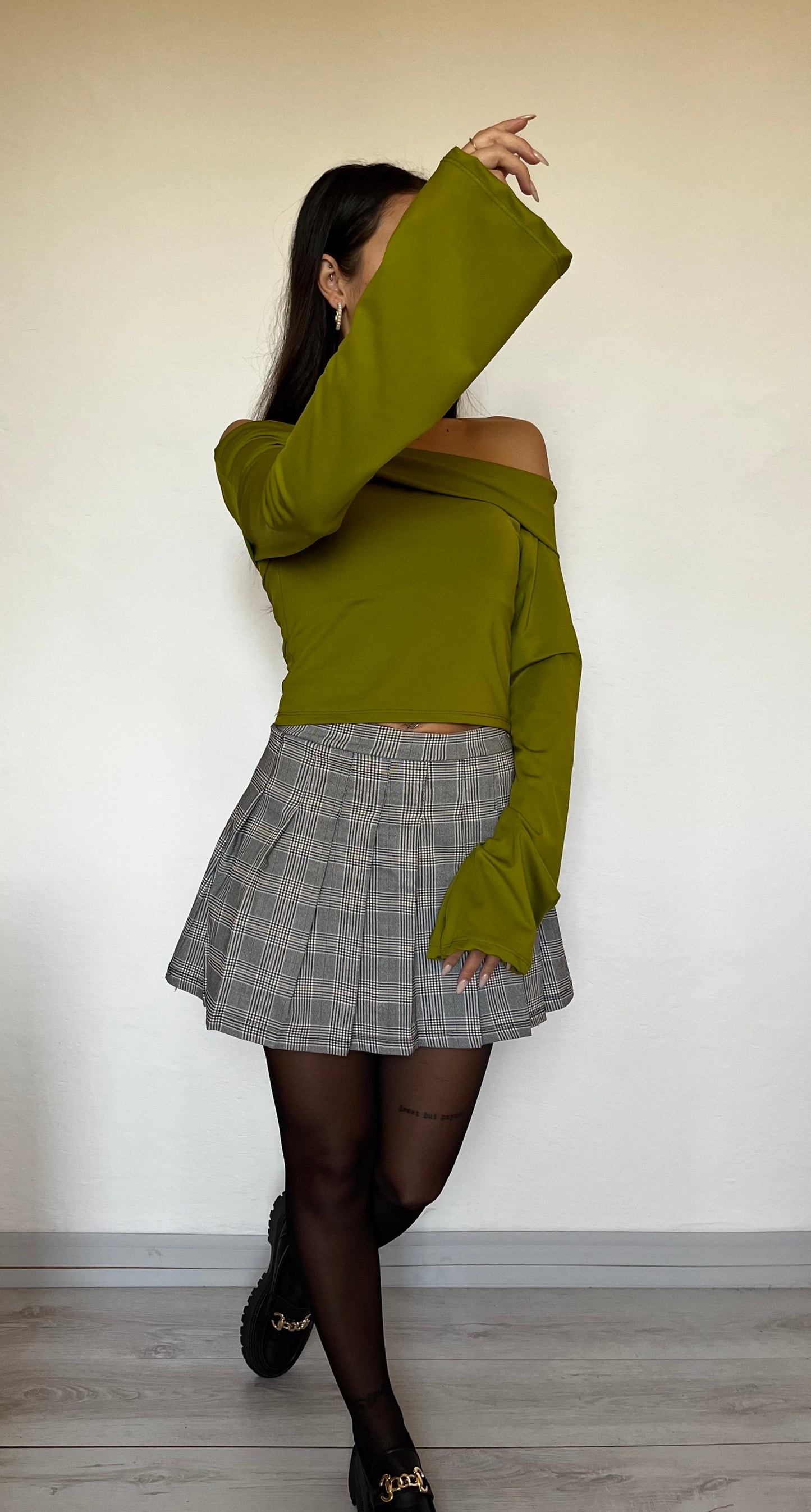 Skort con pieghe fantasia scozzese