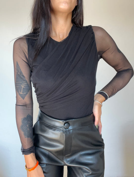 Body in tulle drappeggiato