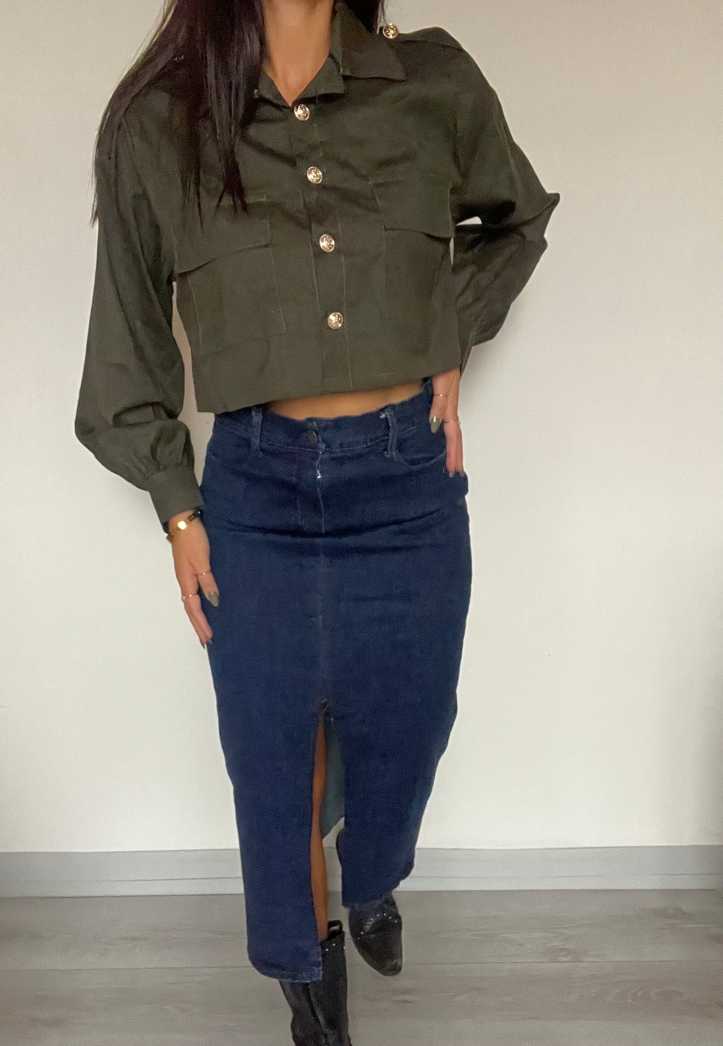 Camicetta cropped tinta unita
