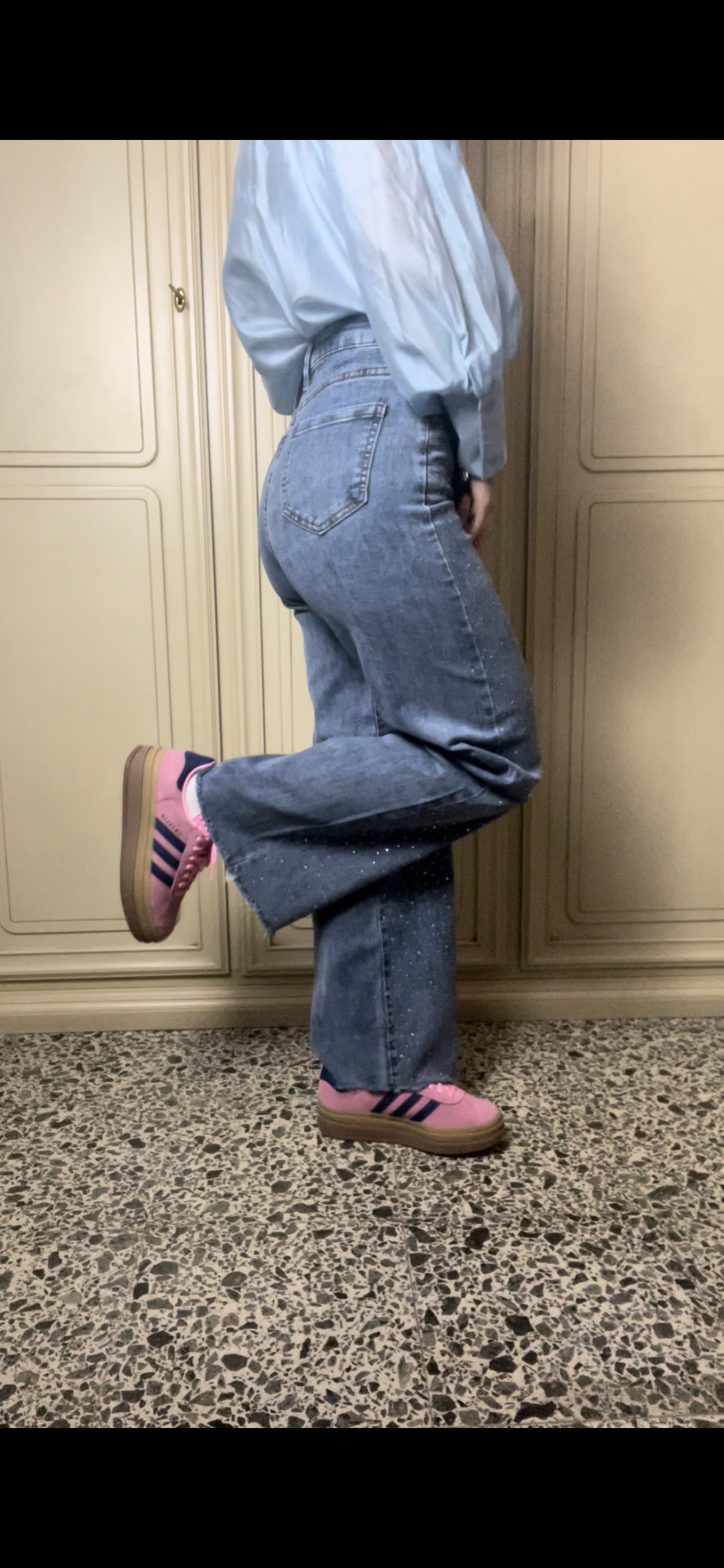 Jeans a campana con brillantini