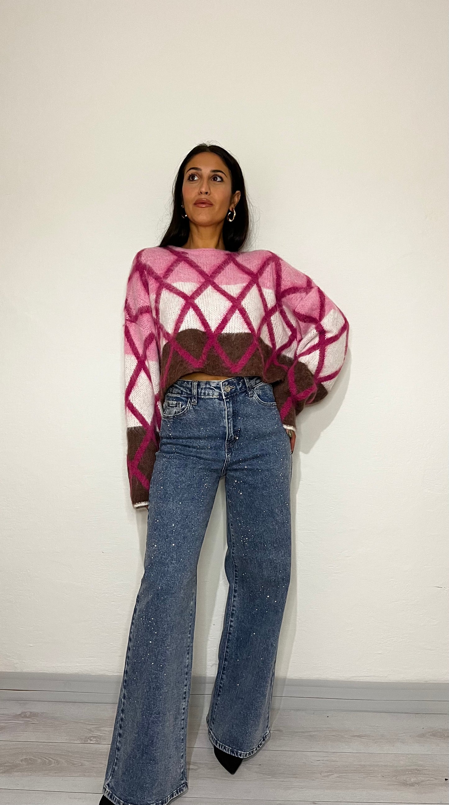 Pullover con rombi grandi