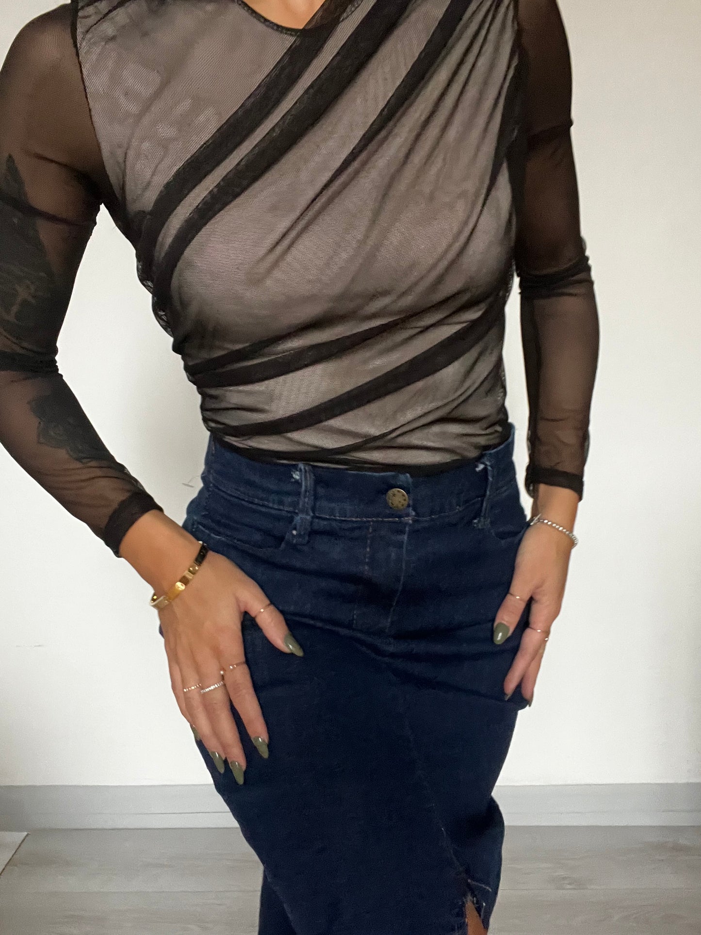 Body in tulle drappeggiato