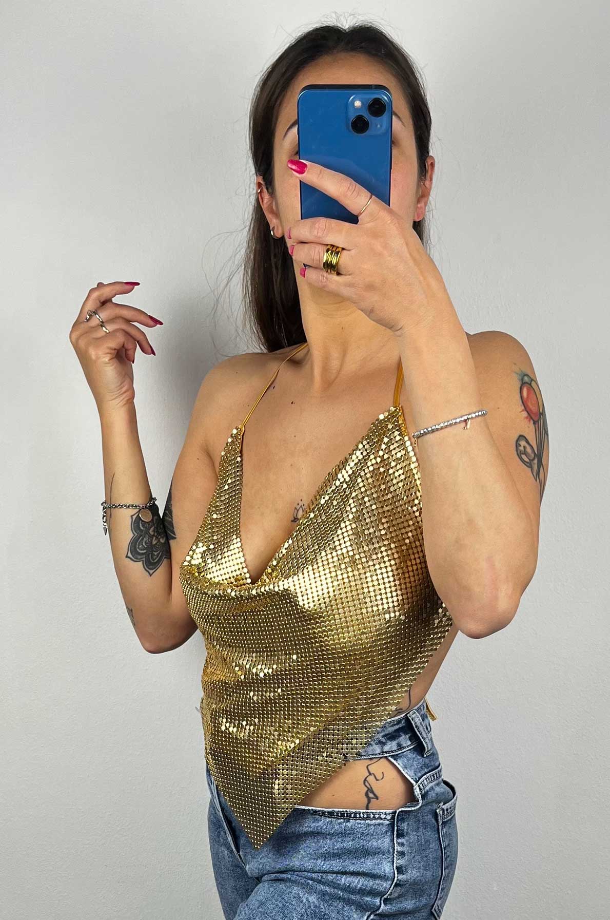 Top halter asimmetrico “Ivy”