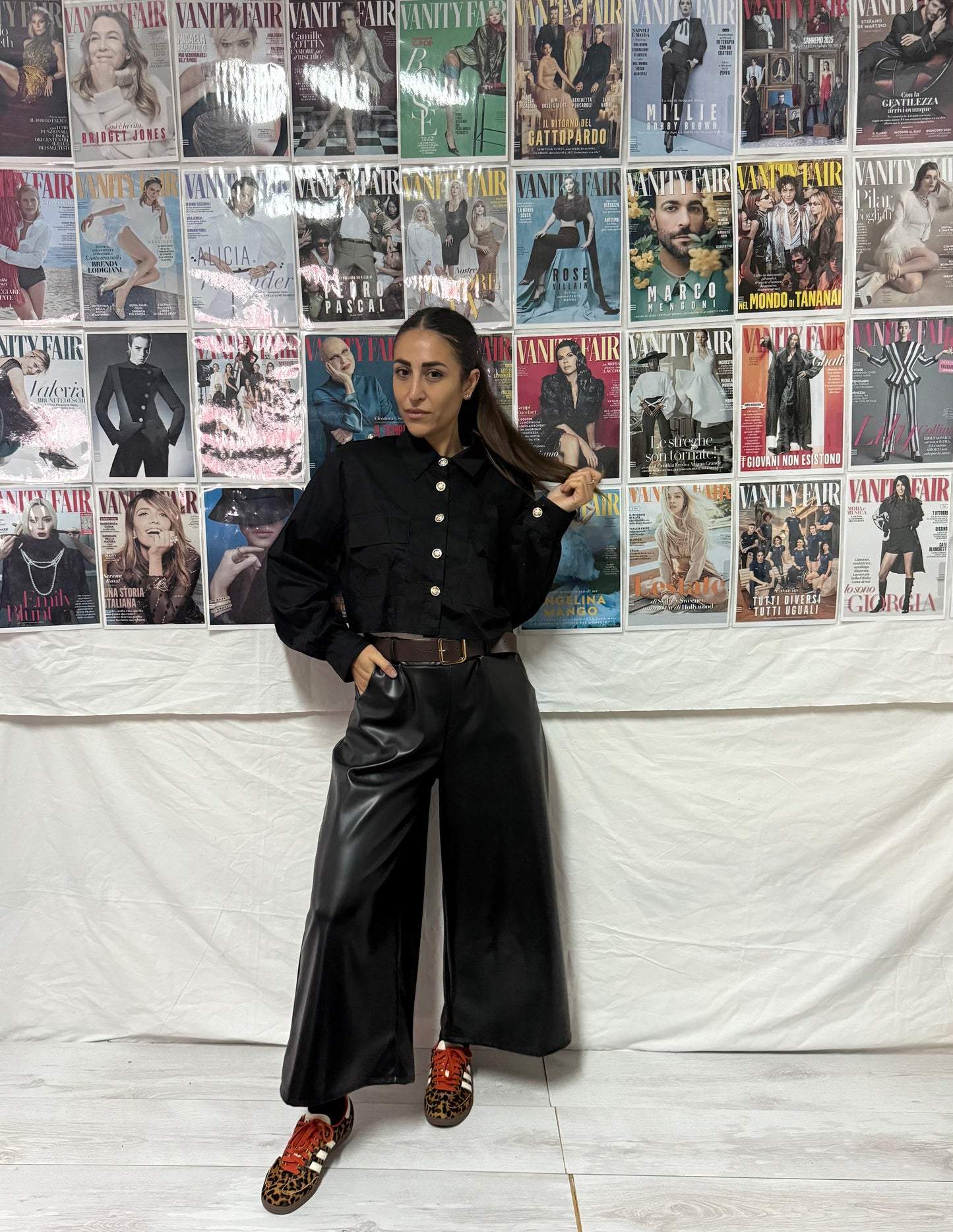 Pantaloni similpelle larghi