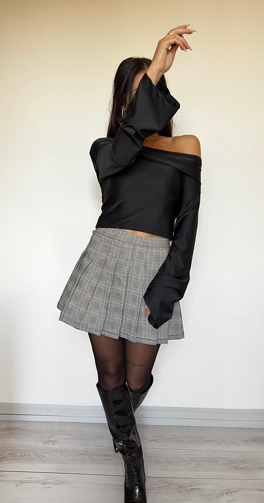 Skort con pieghe fantasia scozzese