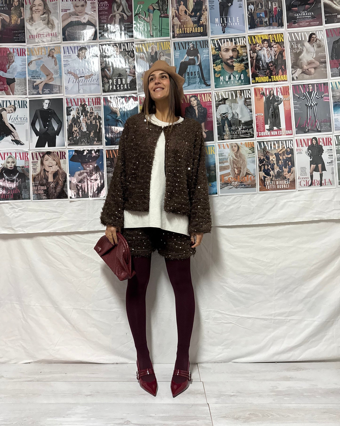 Completo shorts & cardigan con dettagli