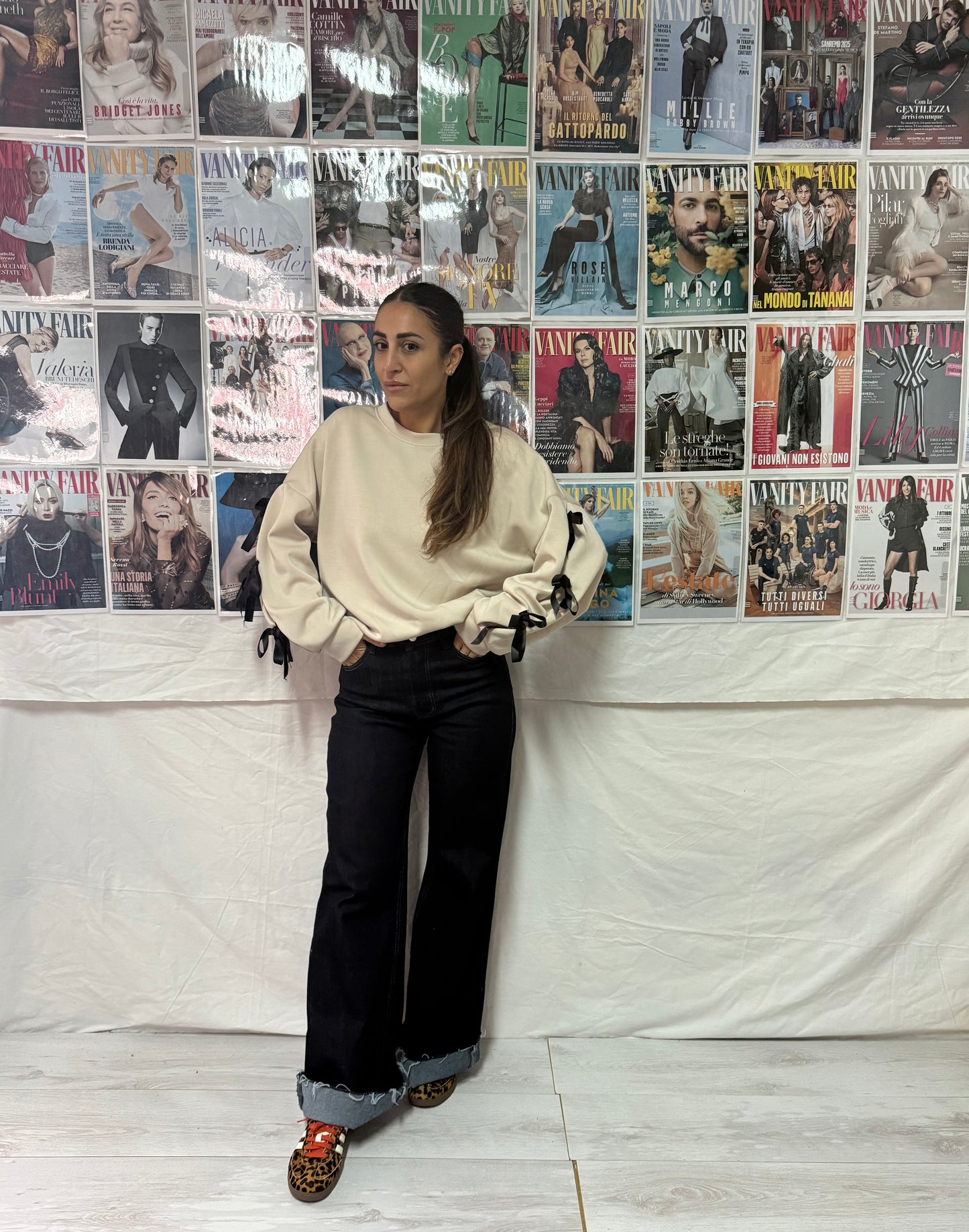 Jeans con tasca in tessuto