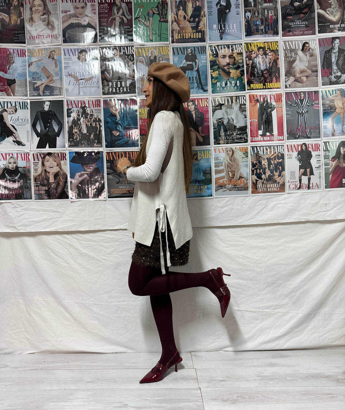 Gilet lungo con fiocchi